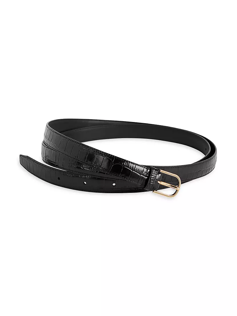 Wrap leather belt in black - Toteme