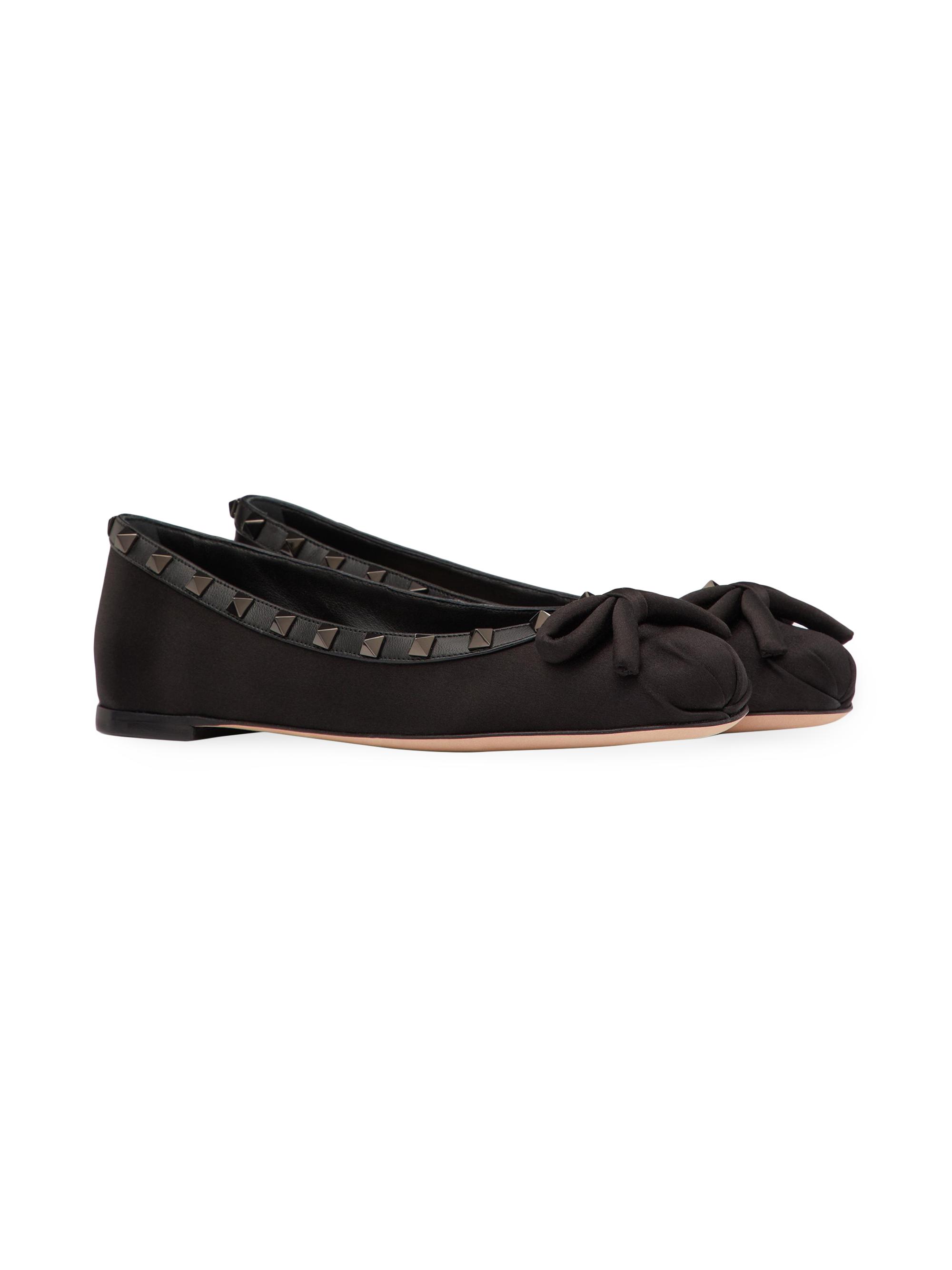 Rockstud satin ballet flats