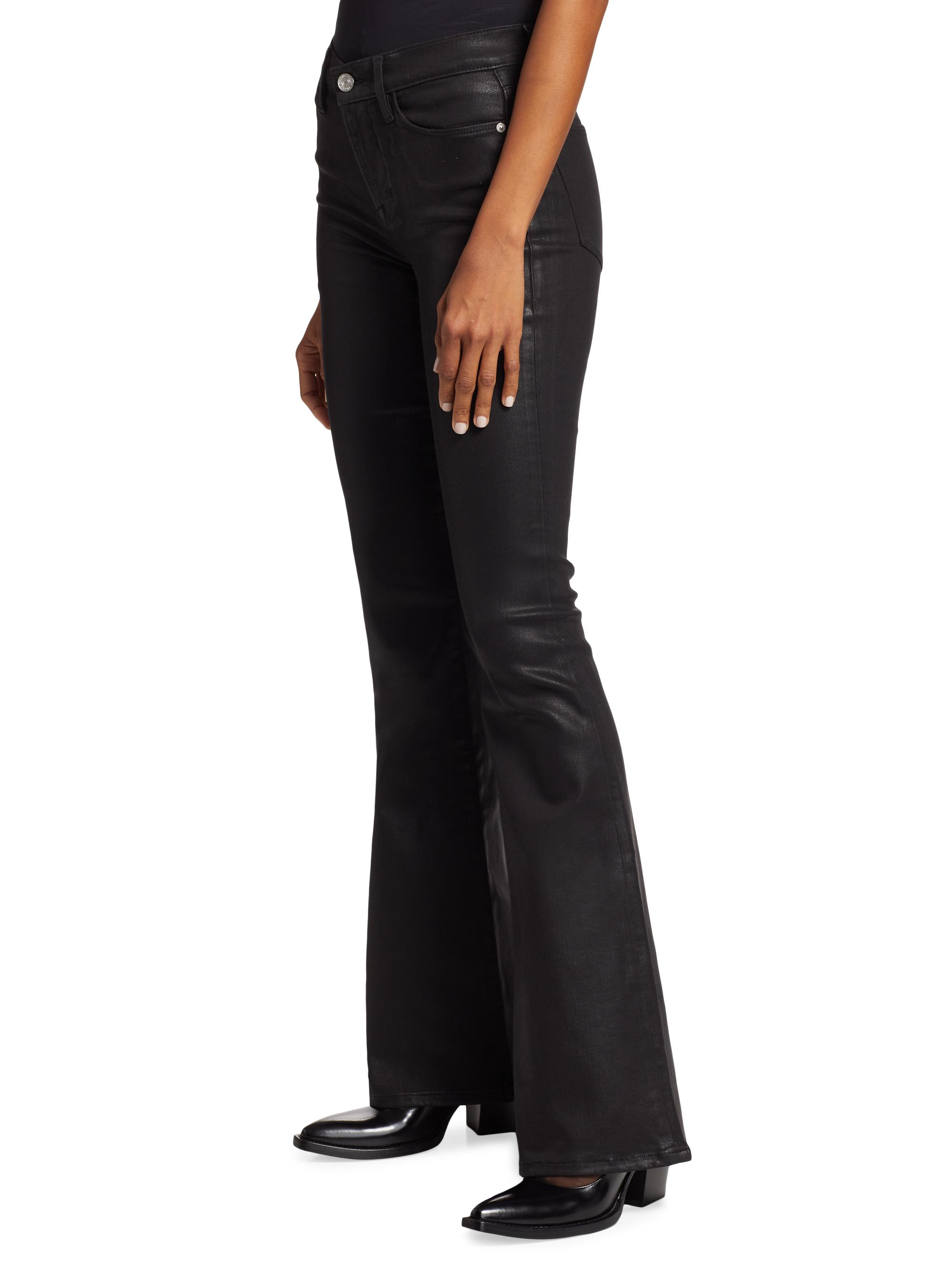 パンツ xfrm lame coated flare denim archive Frame Le High Flared Coated Jeans | Saks Fifth Avenue