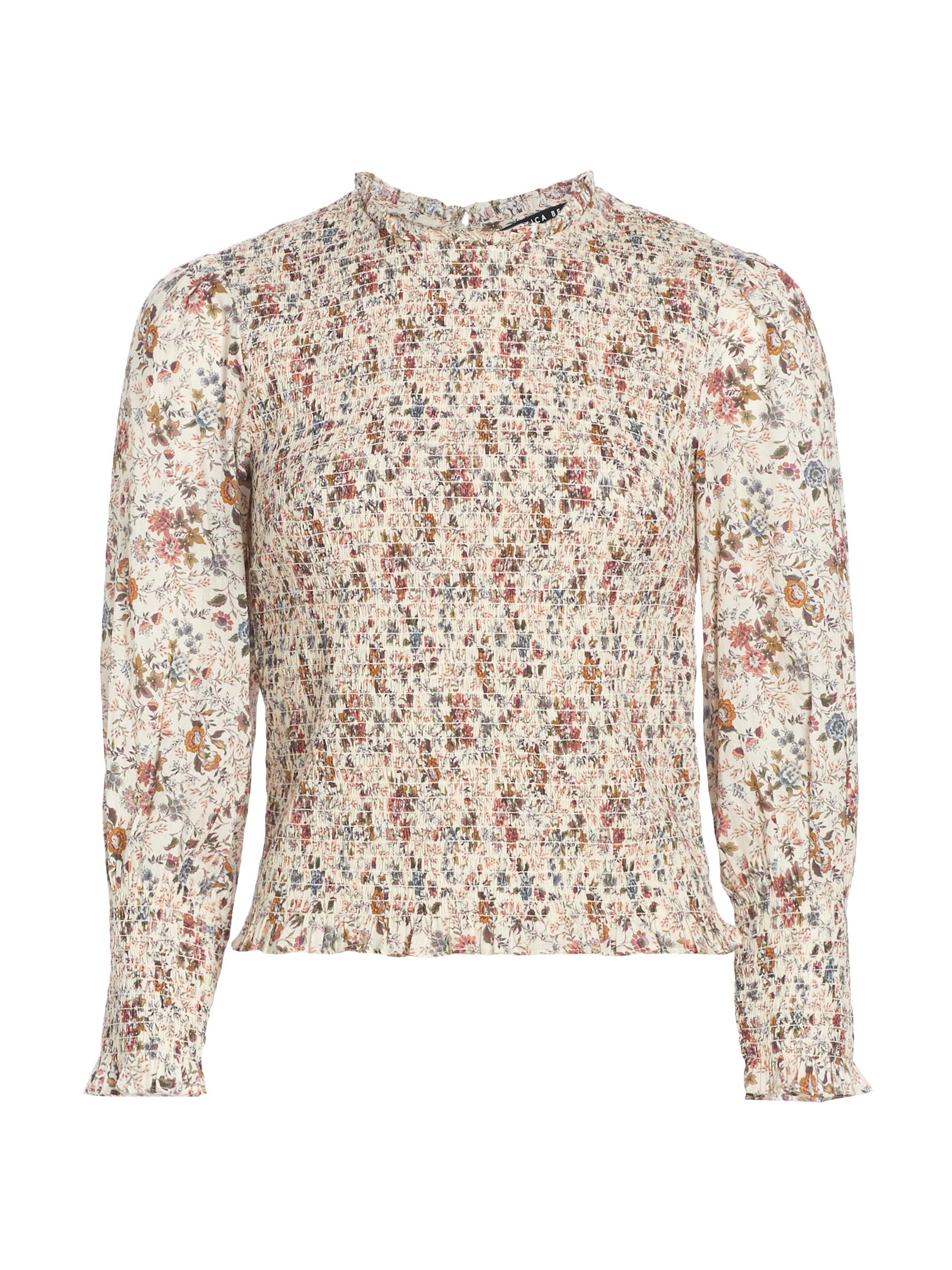Veronica Beard Women's Kali Floral Smocked Blouse - Ecru Multi