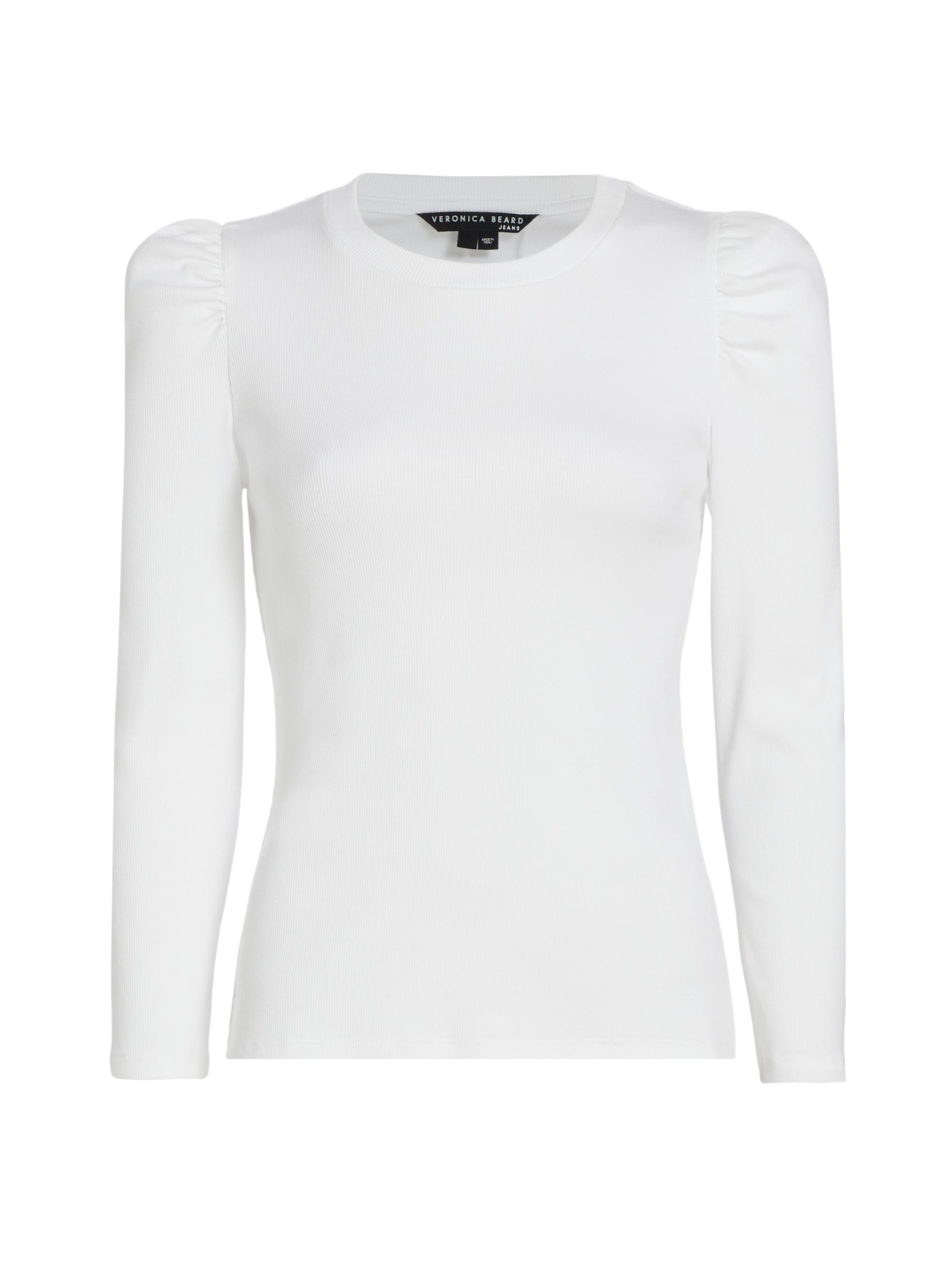 Veronica Beard Women's Britney Cotton Puff-Sleeve Top - White