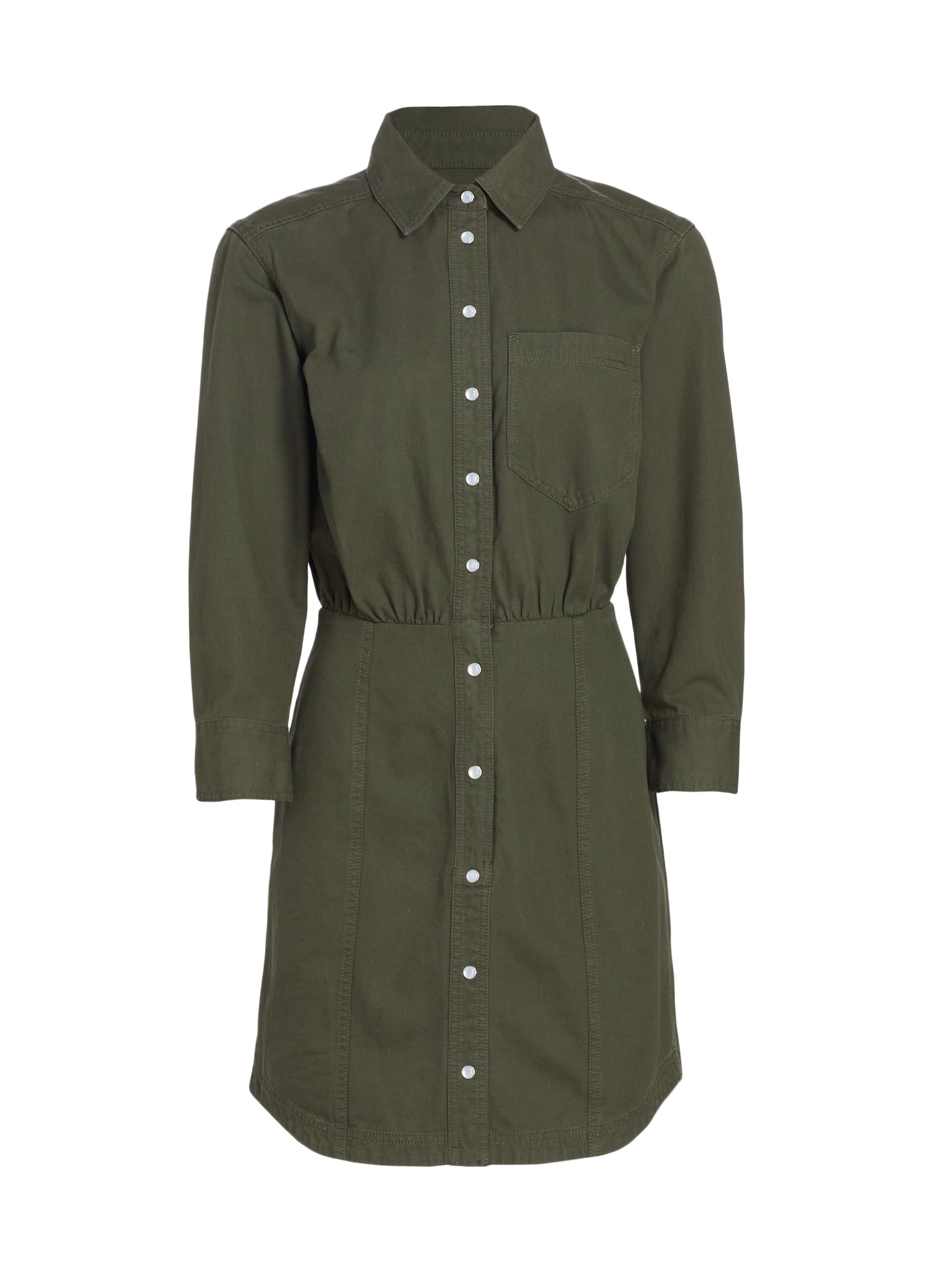Veronica Beard Women's Keston Twill Mini-Shirtdress - Army Green