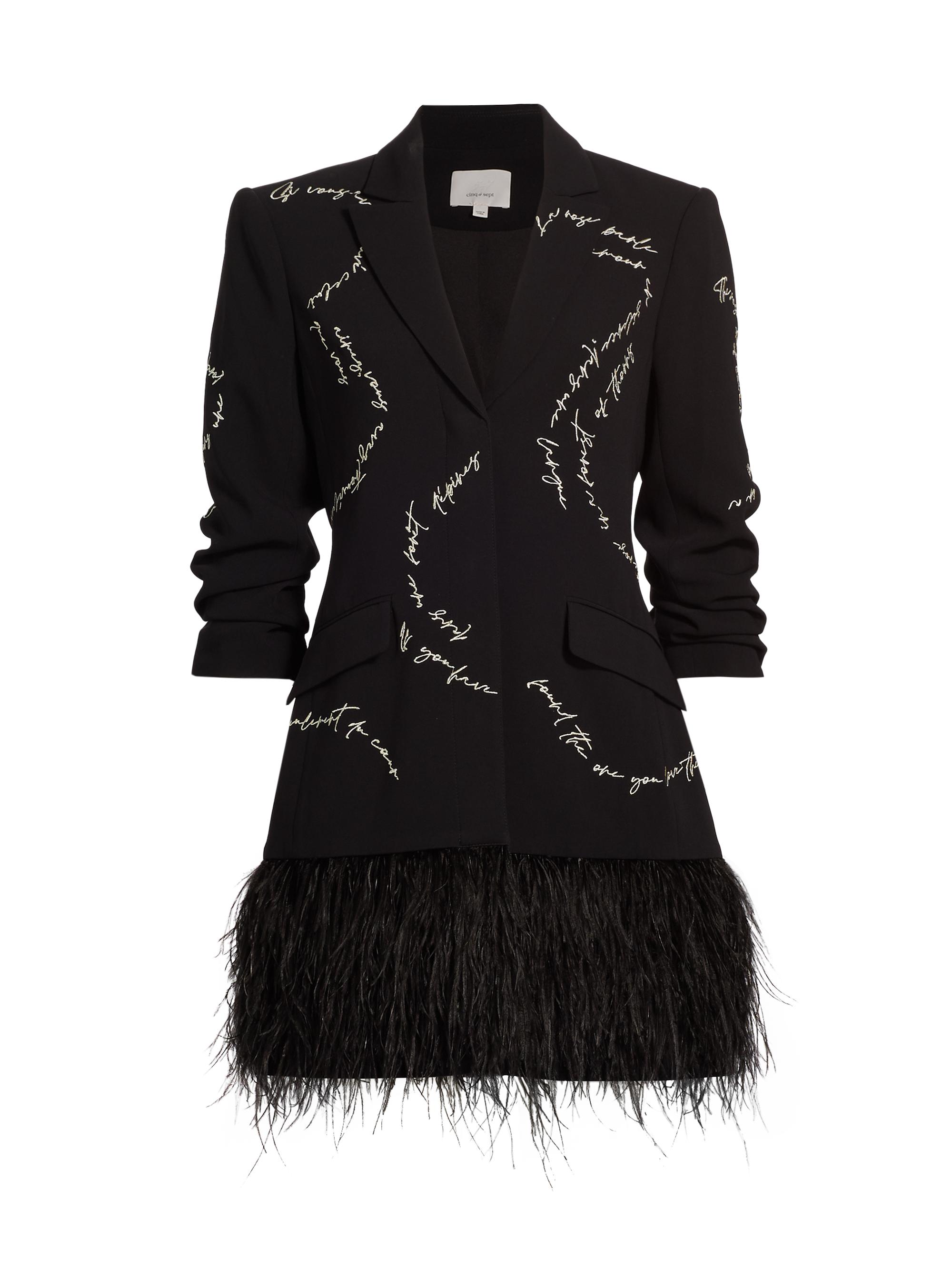 Cinq  Sept Joel Feather-Trimmed Blazer Dress | Saks Fifth Avenue