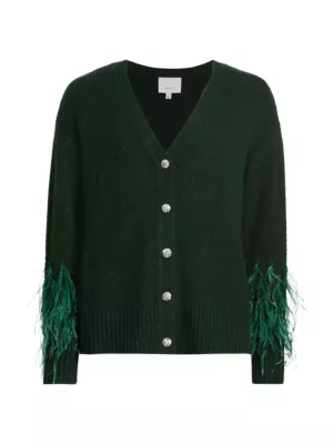 Prada crystal-embellished V-neck wool cardigan - Green