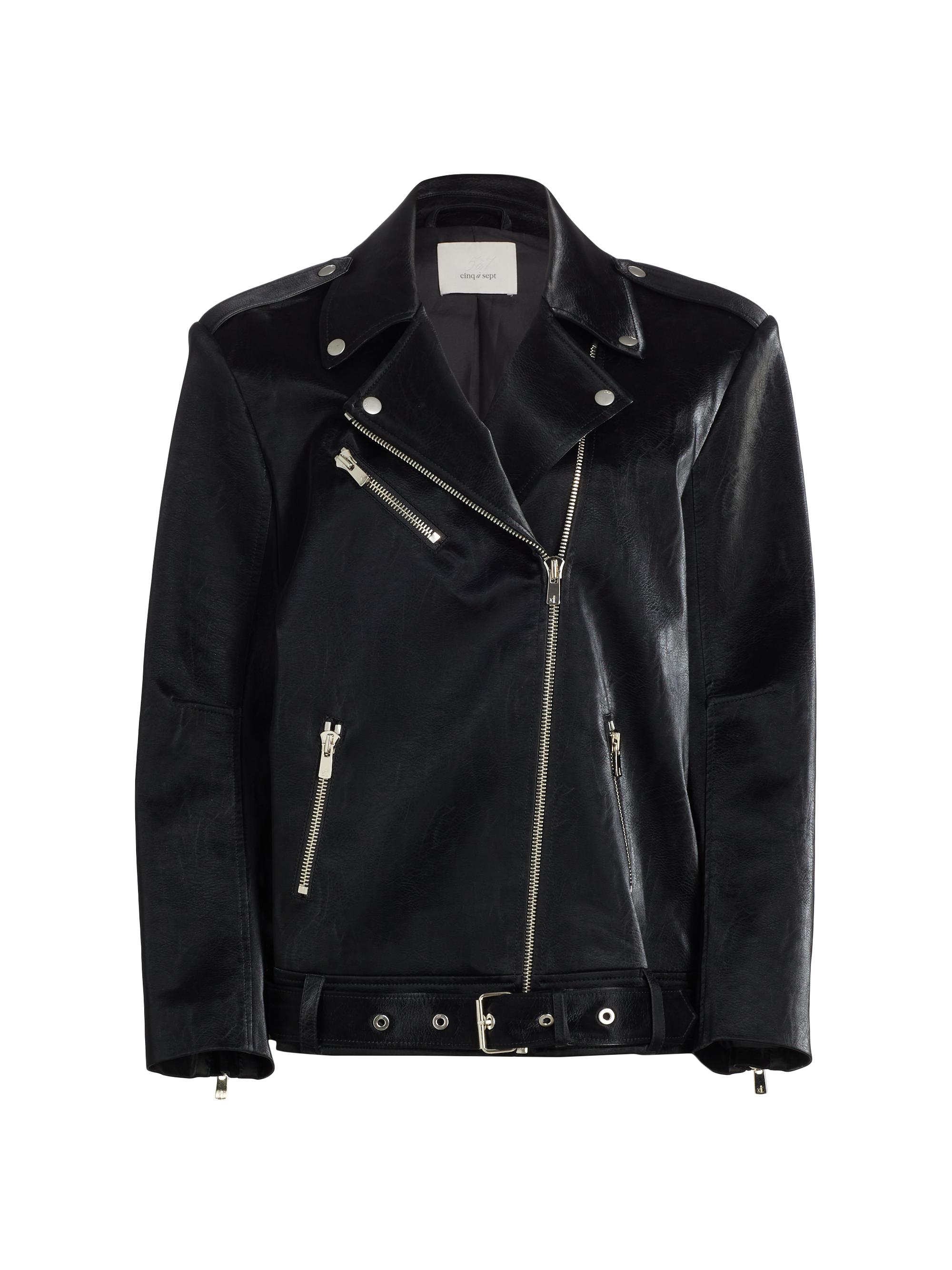 CINQ A SEPT Women's Brice Faux Leather Biker Jacket - Black