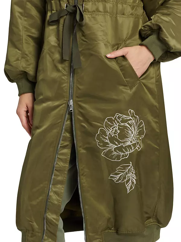 Shop Cinq à Sept Pauline Long Embroidered Bomber Jacket | Saks 