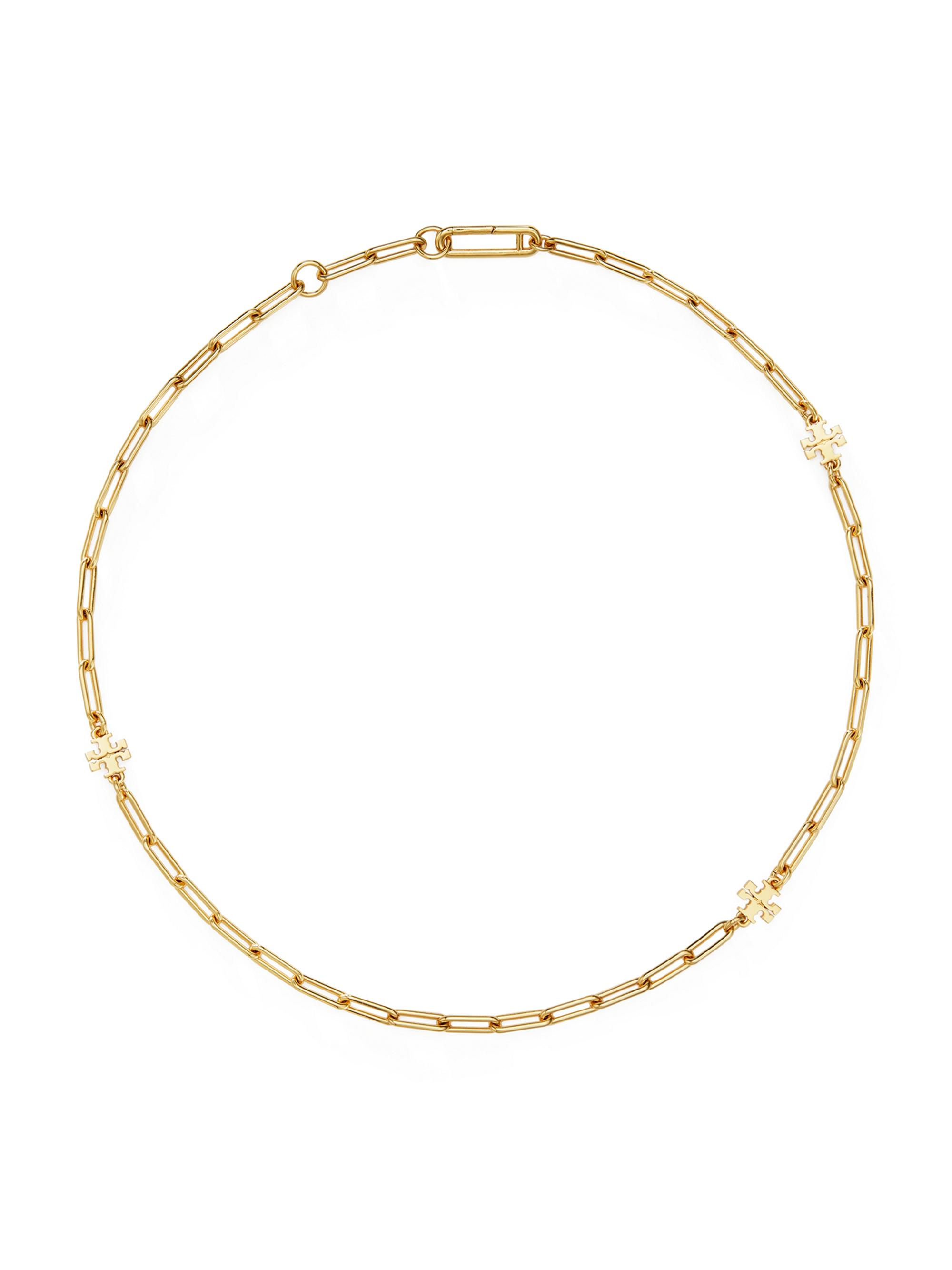 Tory Burch Women's Good Luck 18K-Gold-Plated Or Silvertone Logo Chain Necklace - Tory Gold