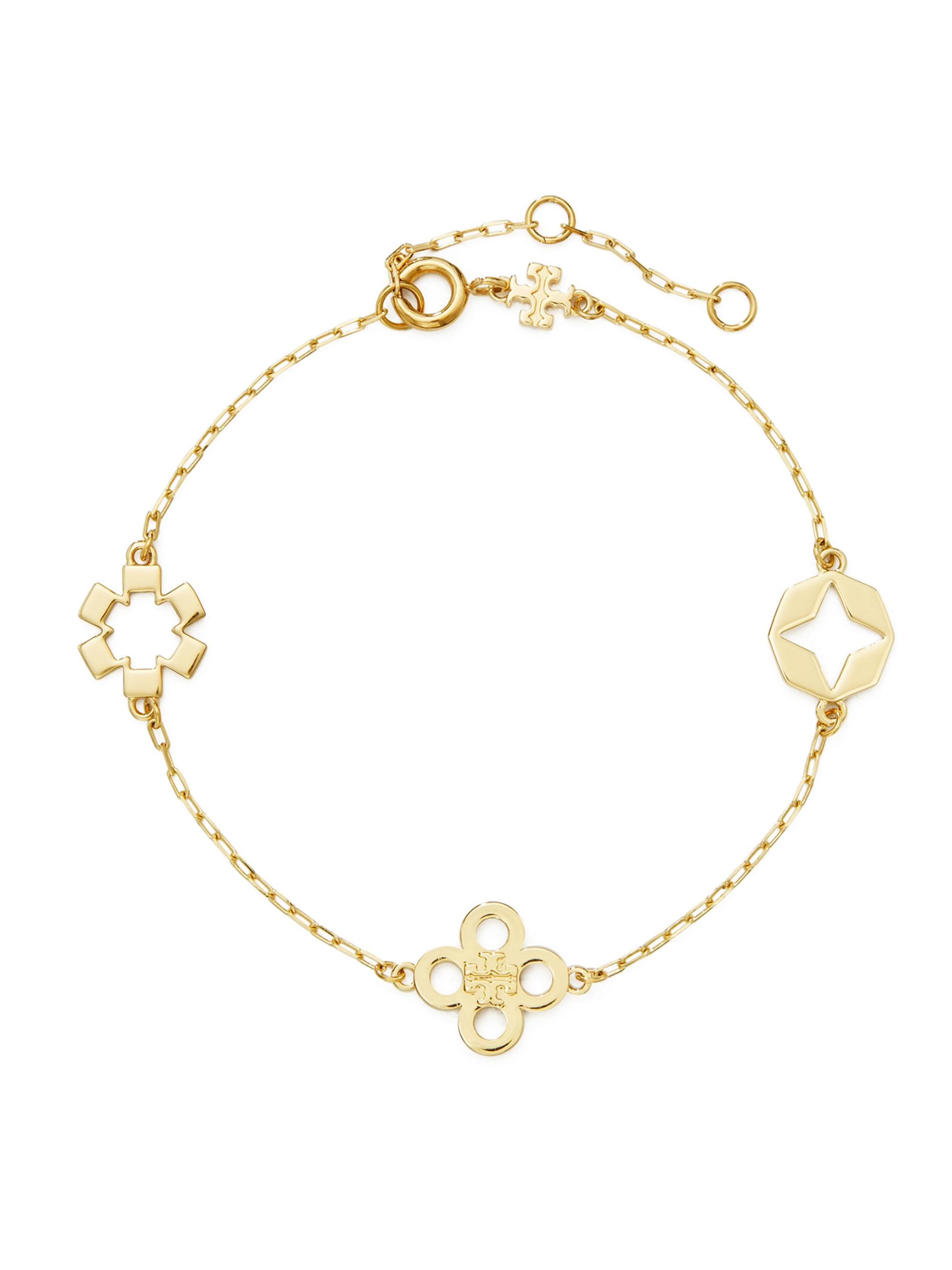 Tory Burch Women's Kira 18K-Gold-Plated Logo Charm Bracelet - Tory Gold
