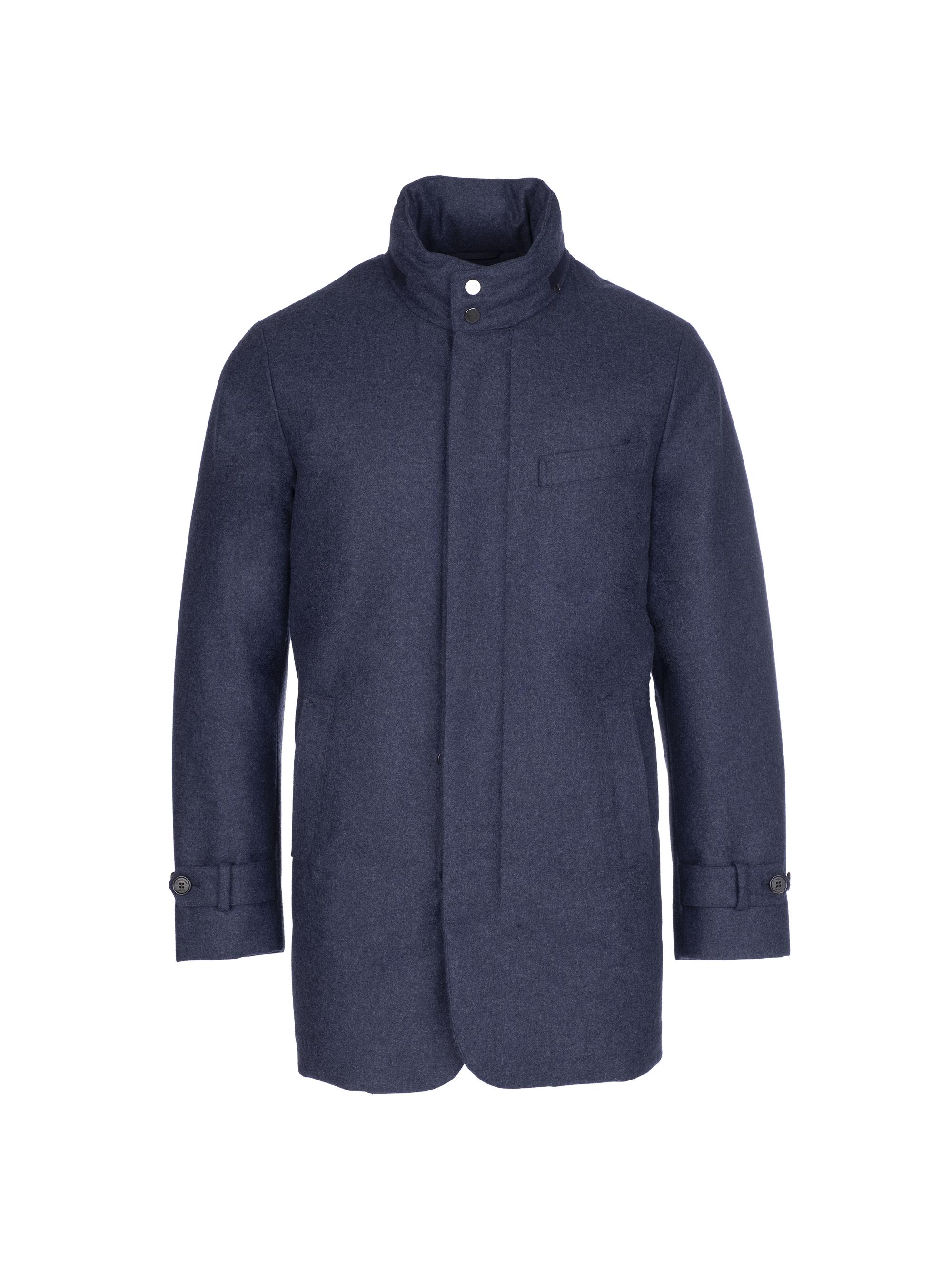 Norwegian Wool Men's French Stretch Hooded Slim Carcoat - French Blue