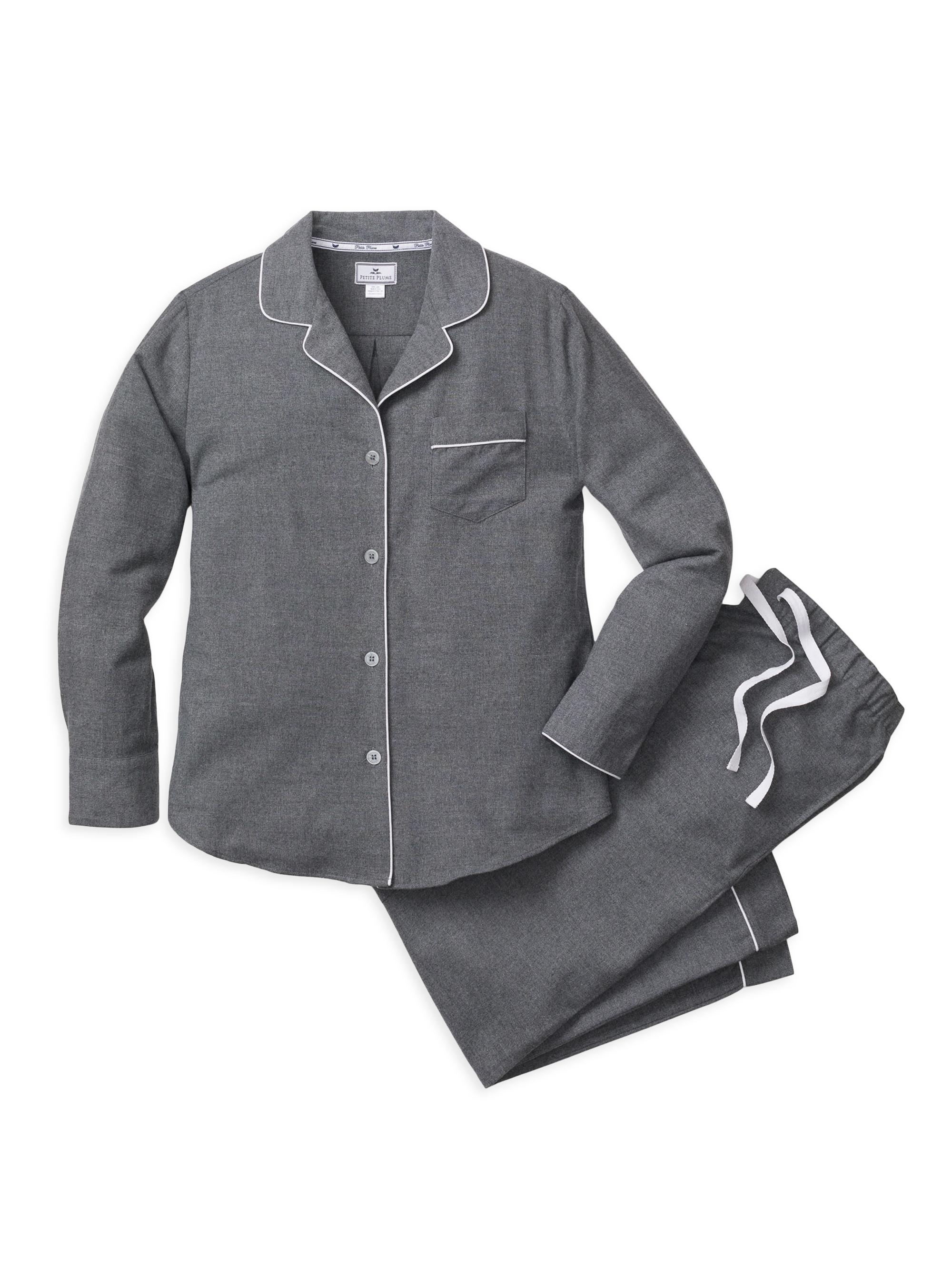 Petite Plume Flannel Pajama Set - Grey