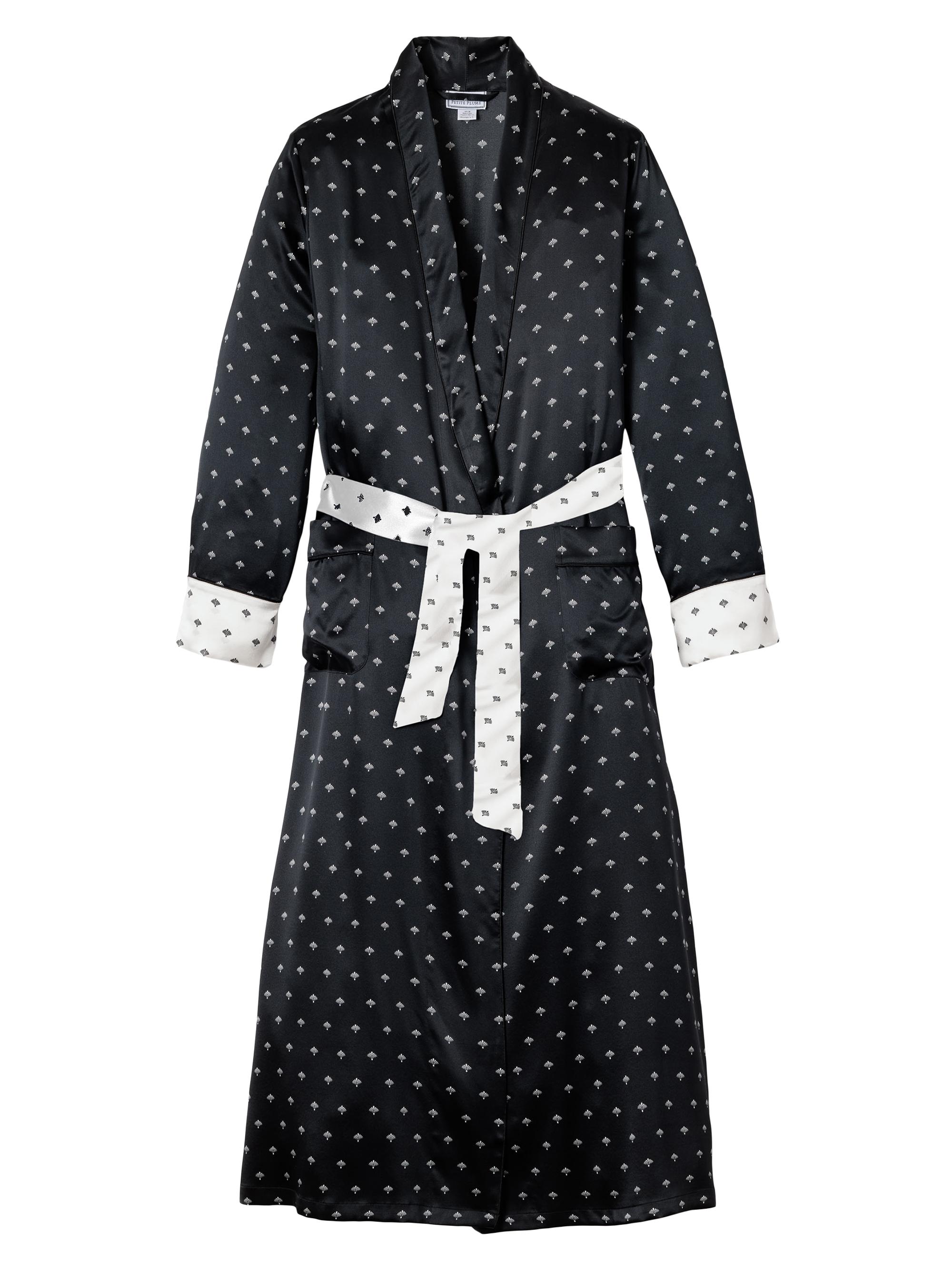 Petite Plume Mulberry Silk Art Nouveau Robe - Black