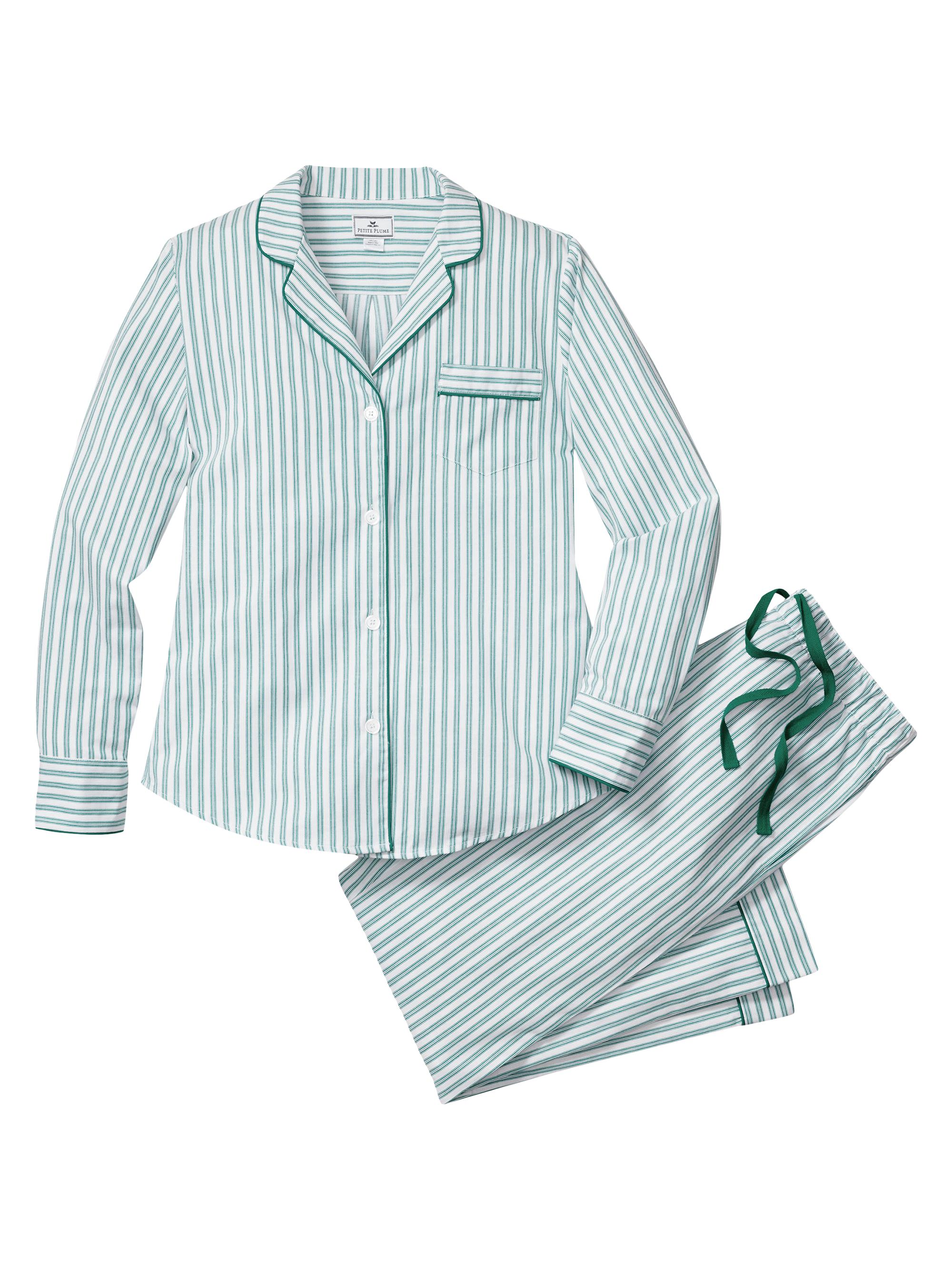 Petite Plume Ticking Pajama Set - Green