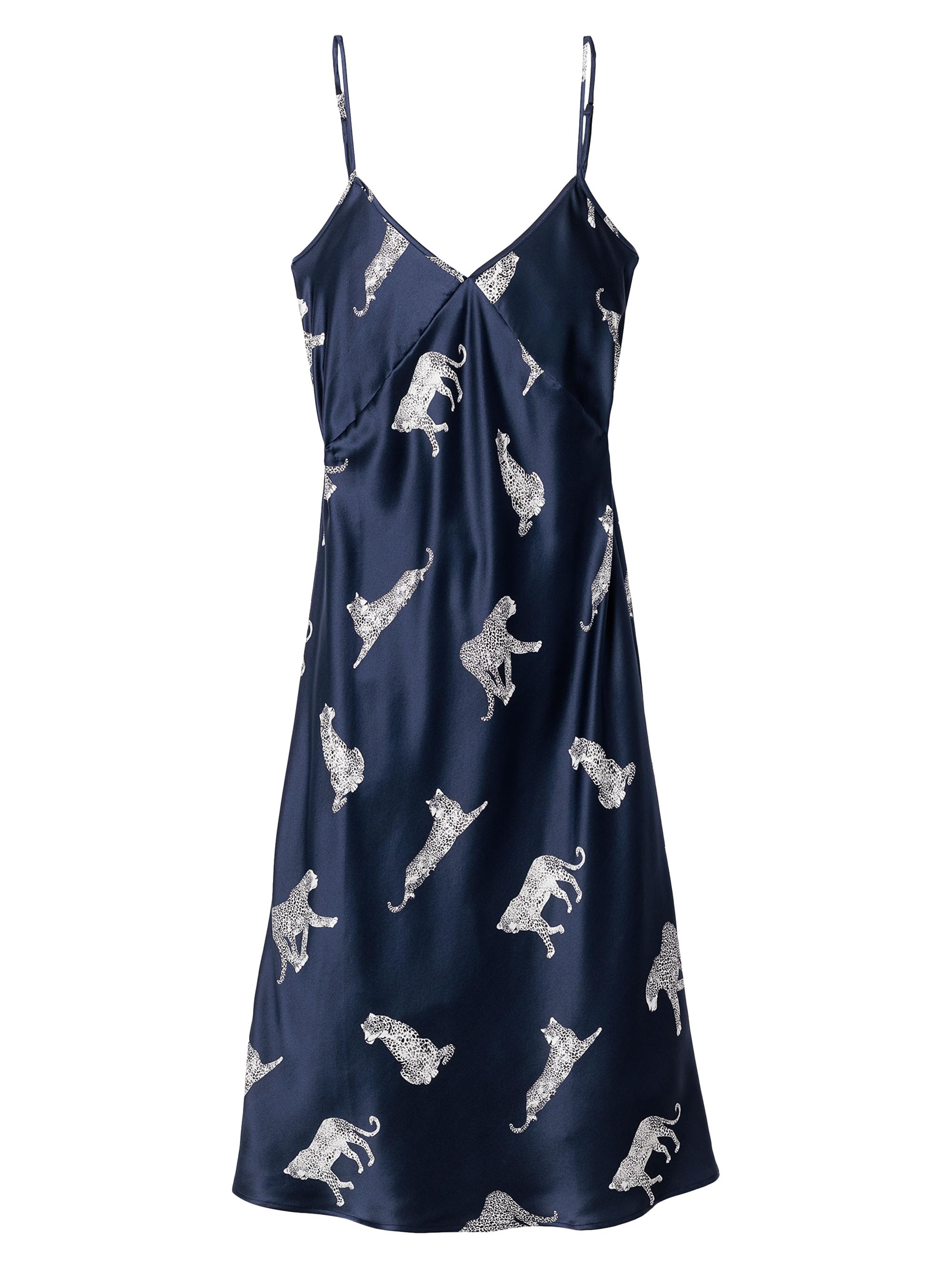 Petite Plume Silk Panthere De Nuit Cosette Nightdress - Navy
