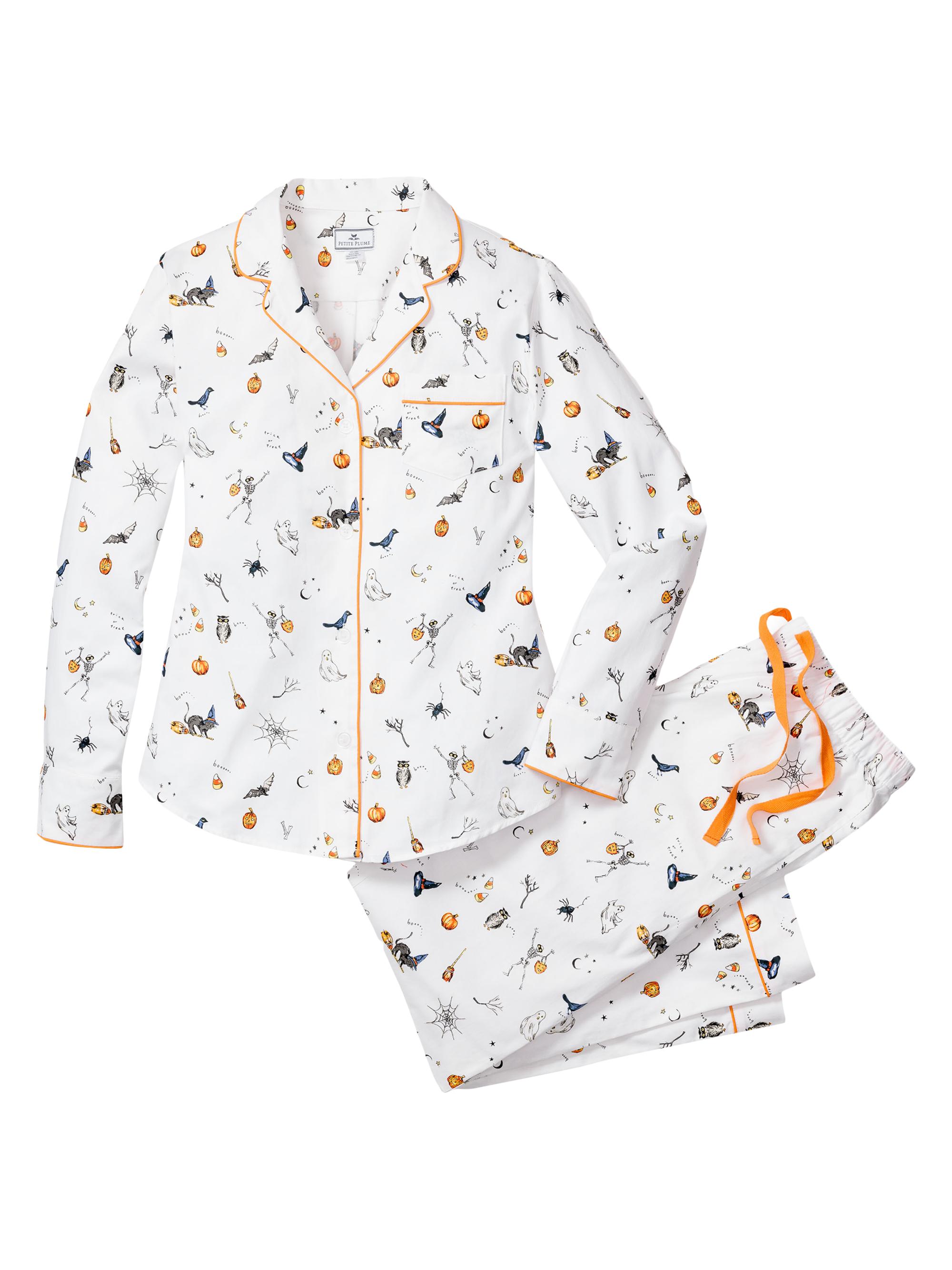 Petite Plume Trick Or Treat Pajama Set - White