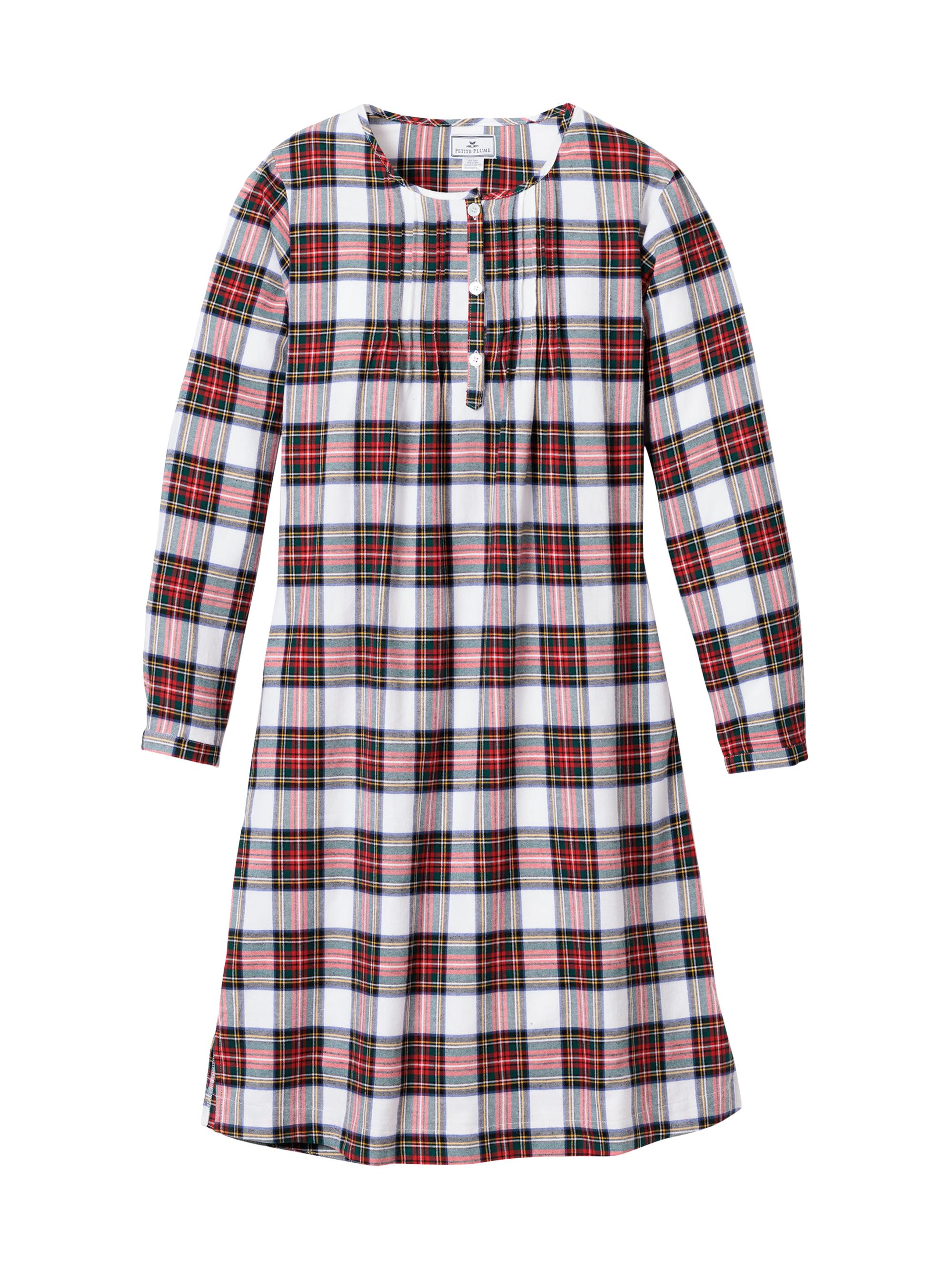 Petite Plume Balmoral Tartan Beatrice Nightgown - White