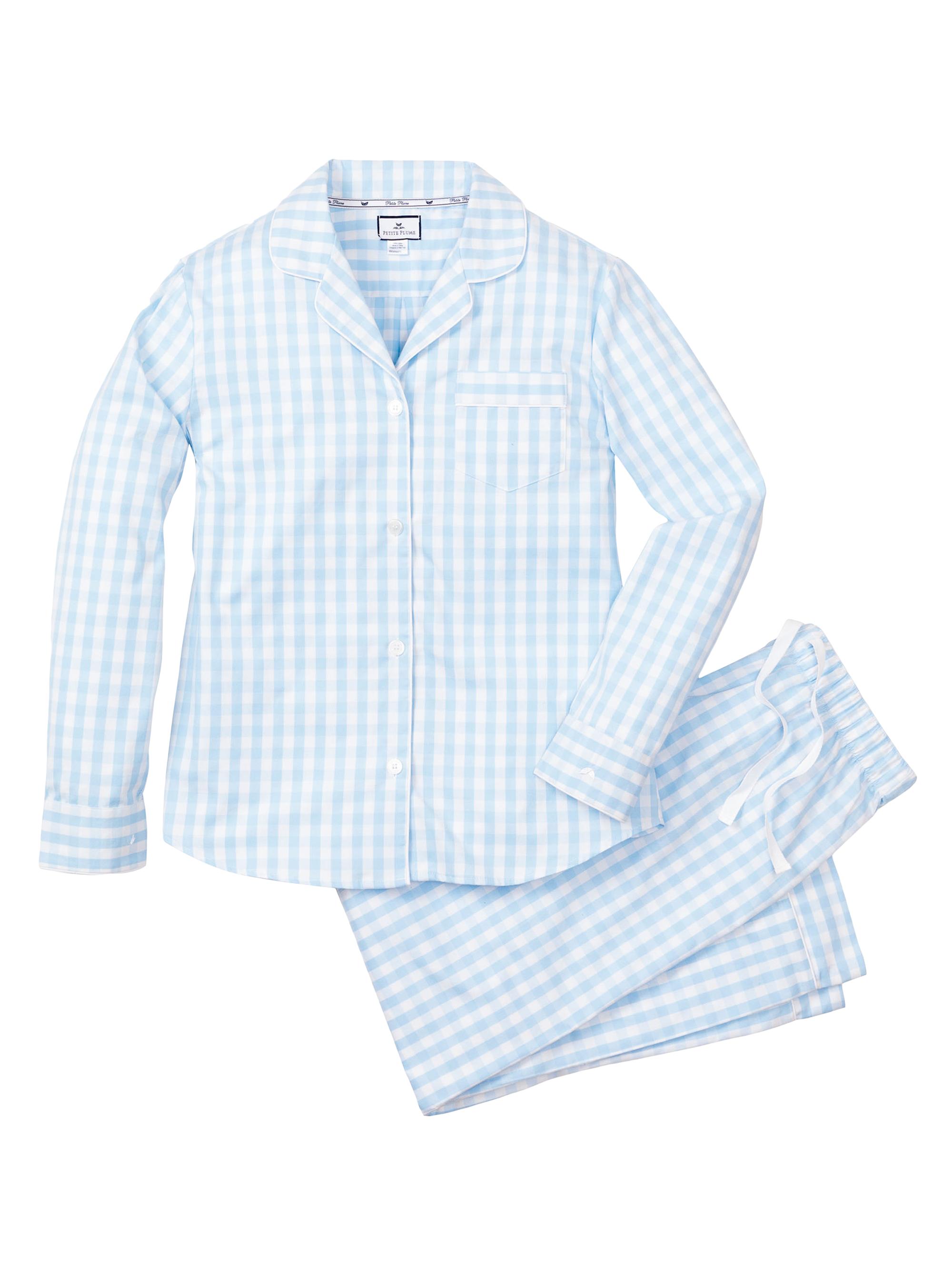 Petite Plume Gingham Pajama Set - Blue