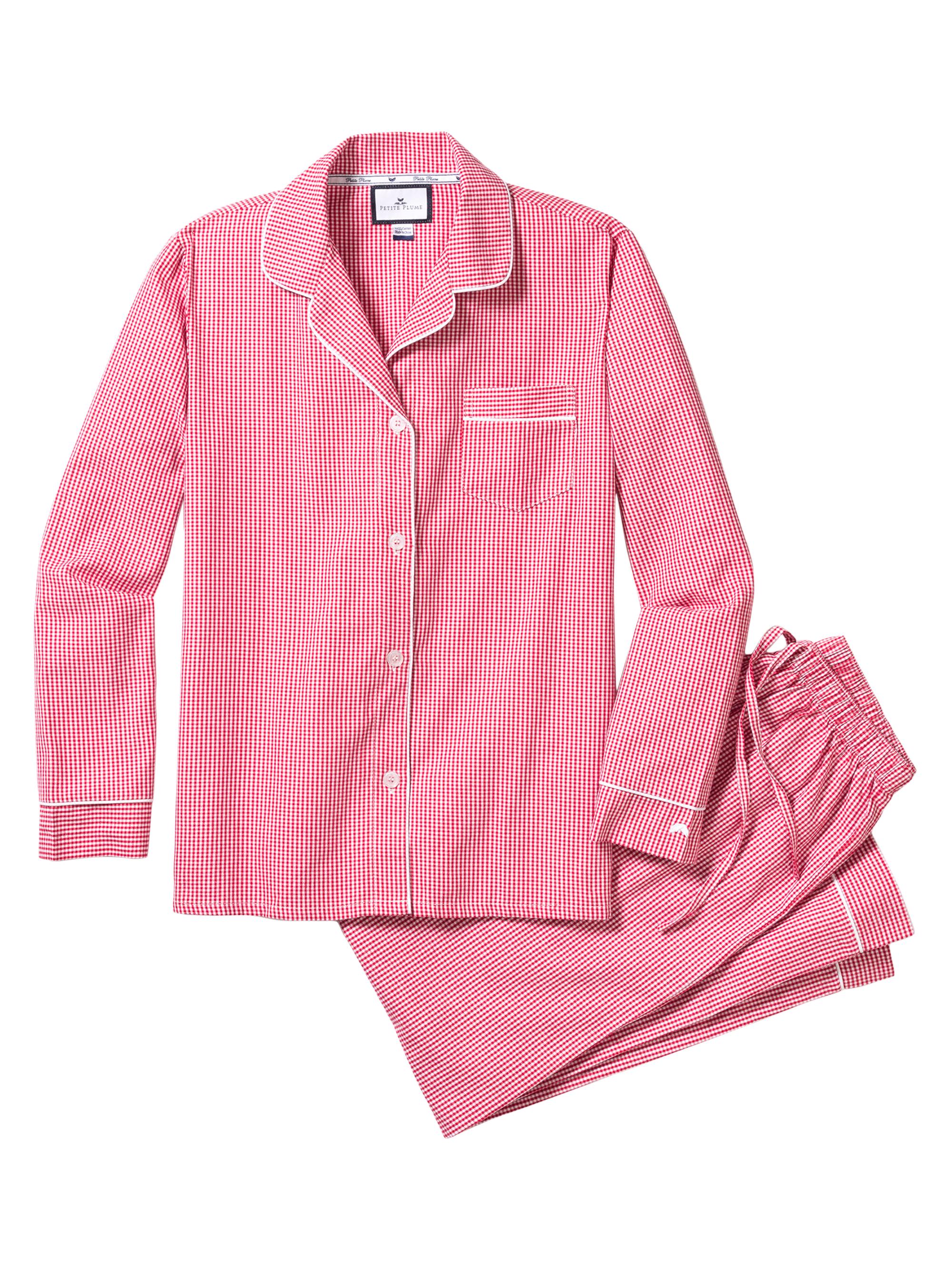 Petite Plume Mini Gingham Cotton Pajama Set - Red