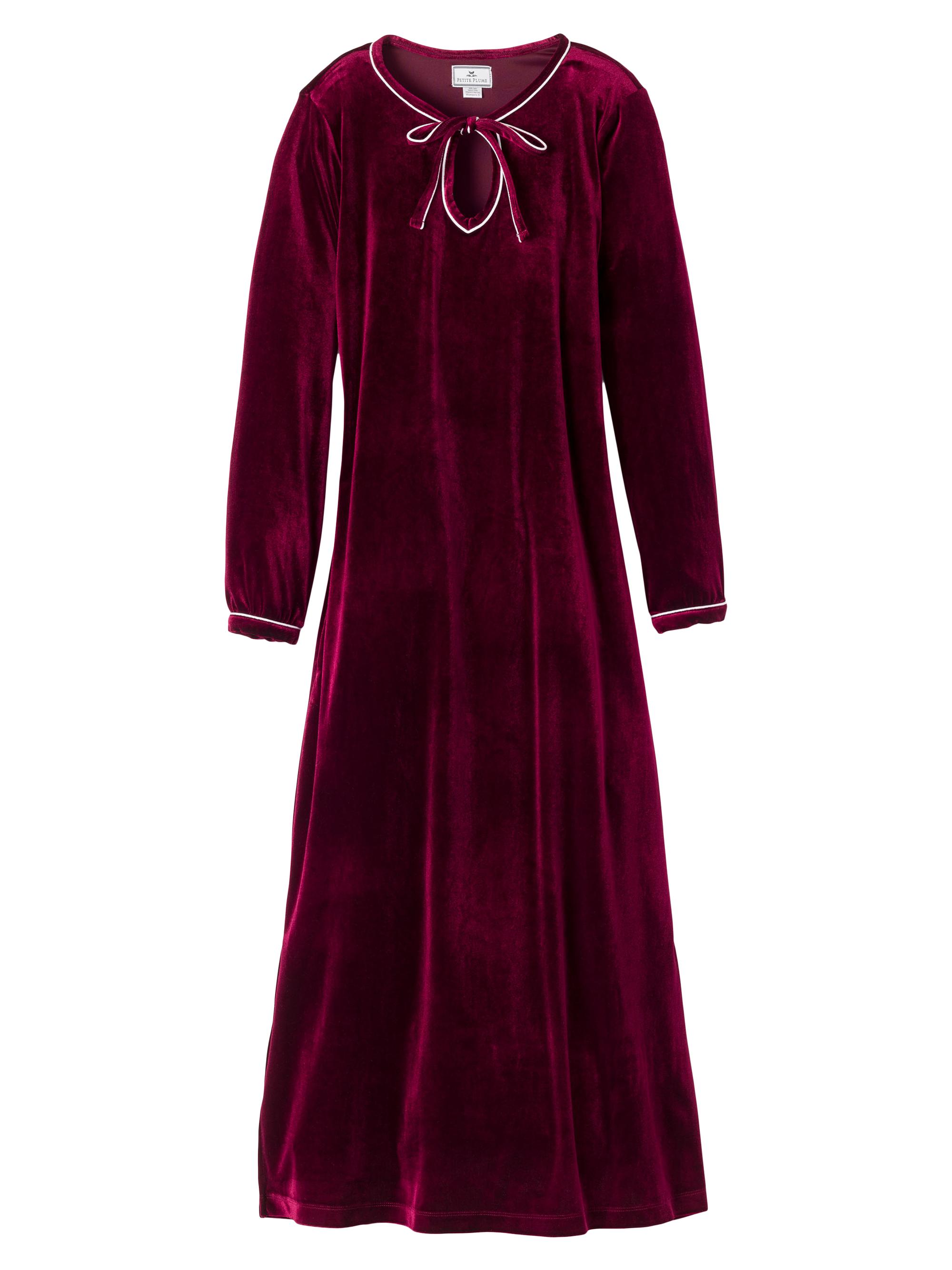 Petite Plume Velour Harlow Nightgown - Black