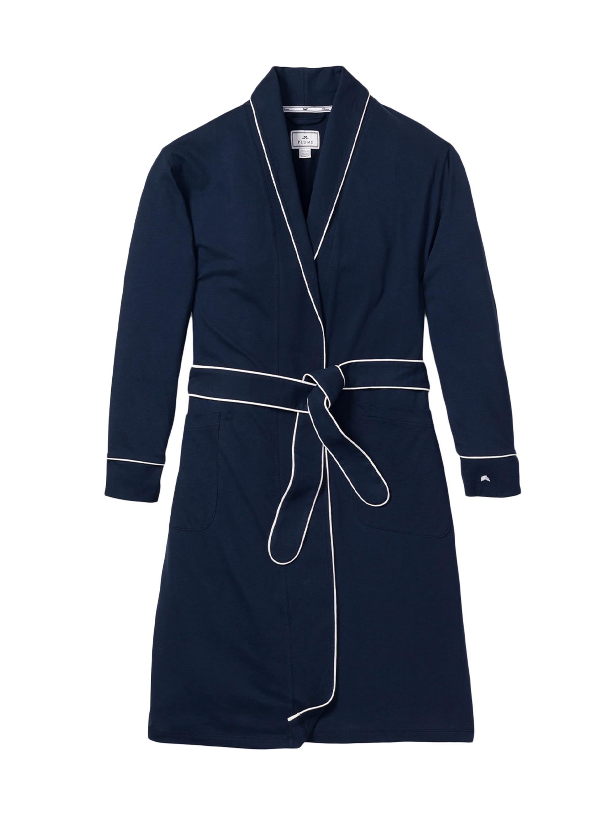 Petite Plume Pima Cotton Jersey Robe - Navy