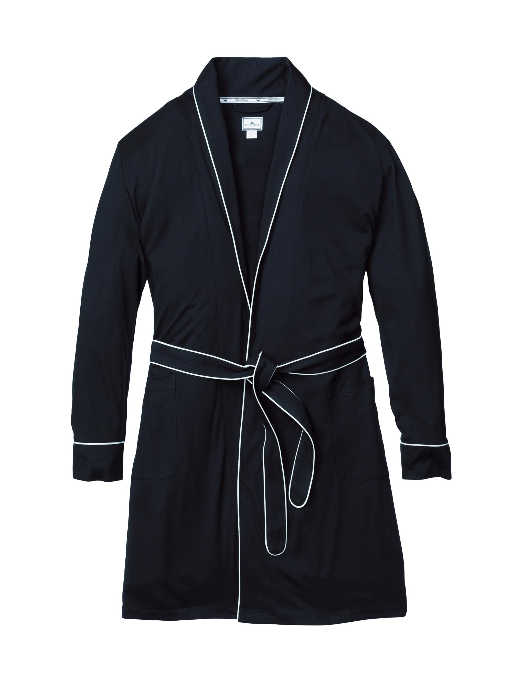 Petite Plume Pima Cotton Jersey Robe - Black