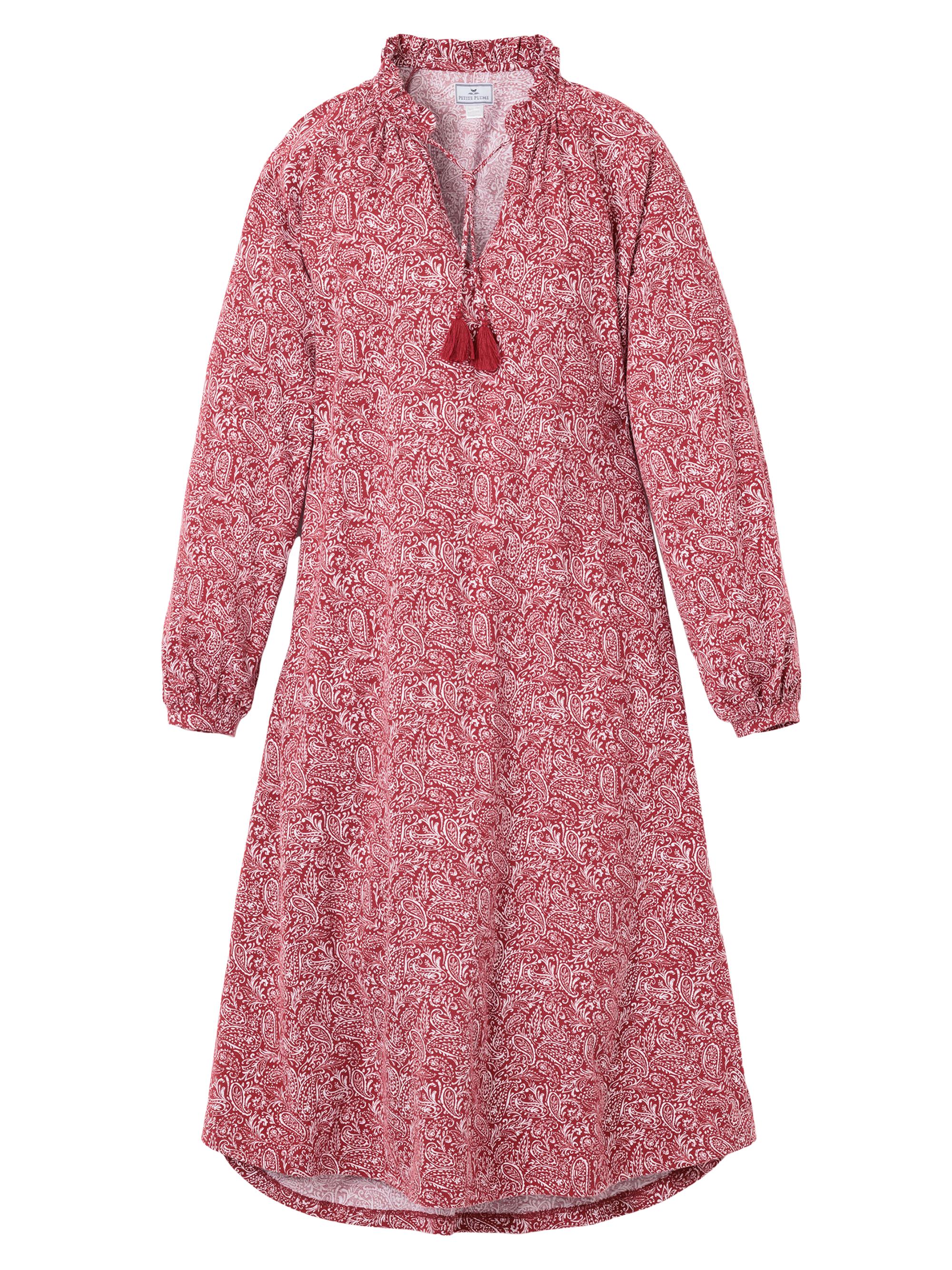 Petite Plume Paisley Garbo Nightgown - Bordeaux