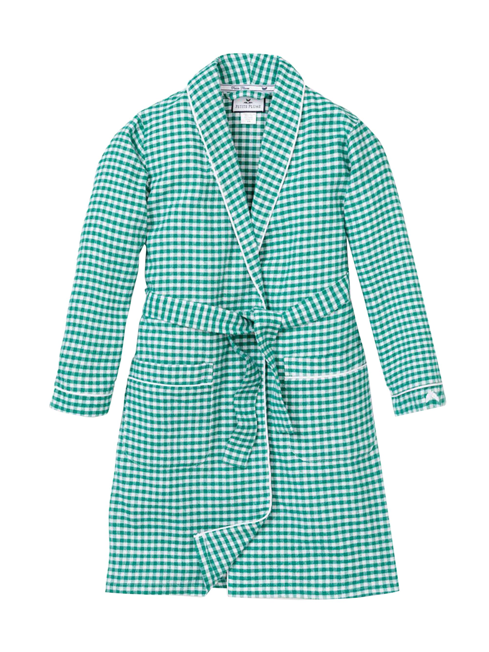 Petite Plume Gingham Flannel Robe - Green