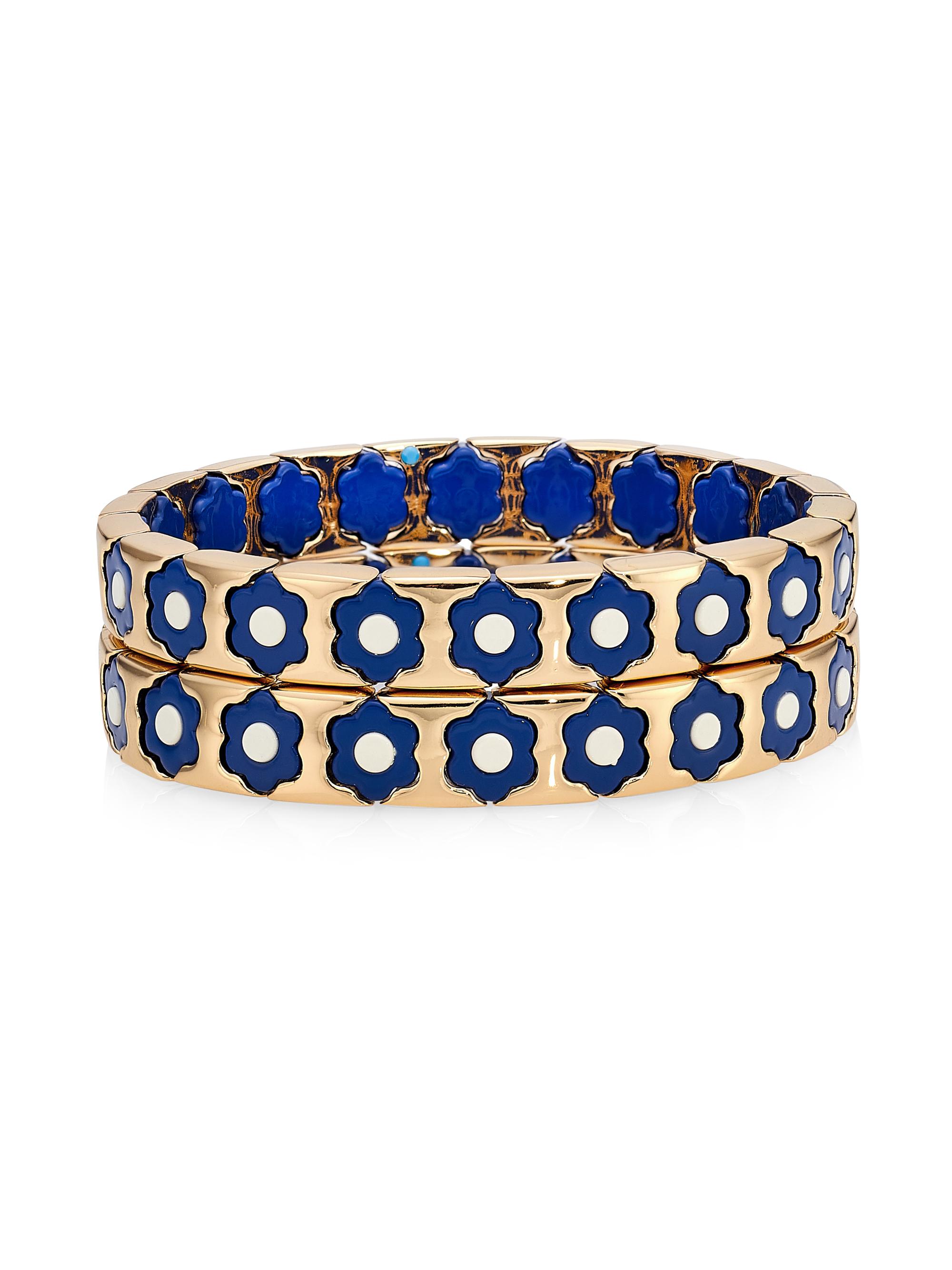 Roxanne Assoulin Women's Urban Florals 2-Piece Goldtone & Enamel Stretch Bracelet Set - Gold