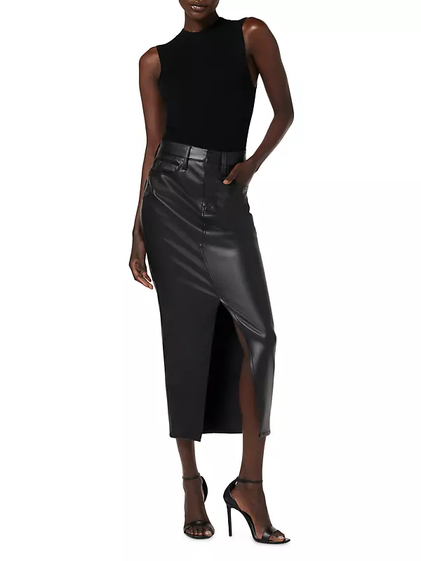 Cut-away Leather Tube Skirt With Ma1 Pocket