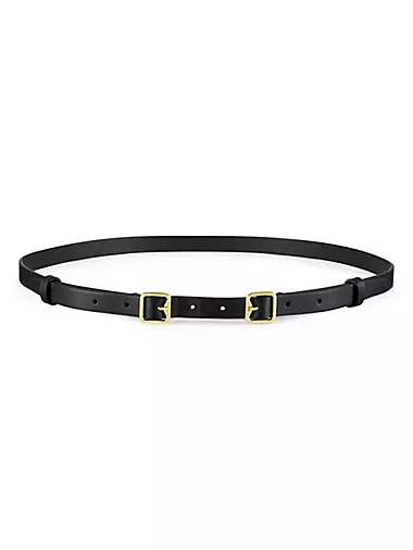 Burberry B Buckle Leather Belt In Black/gold