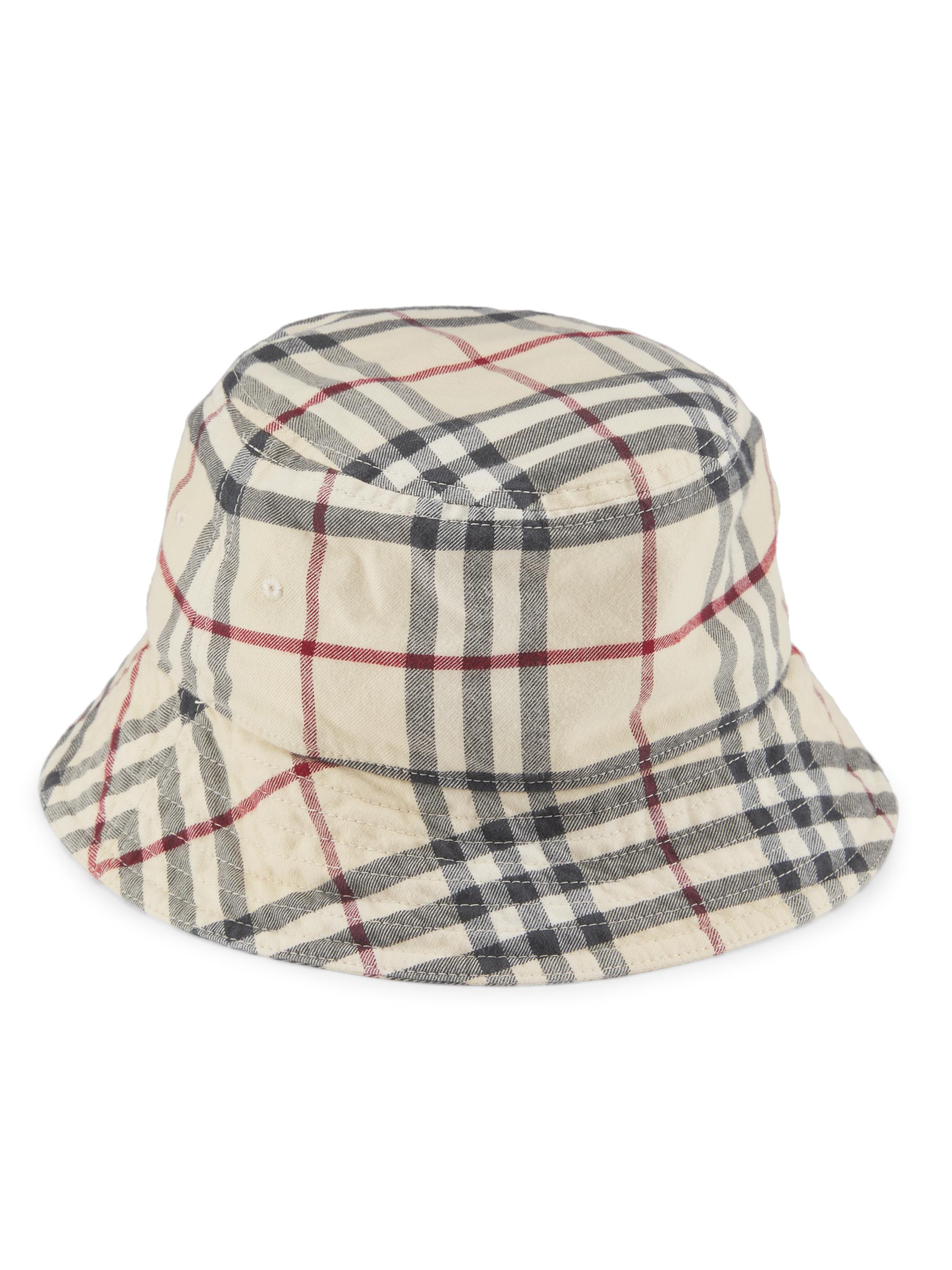 Burberry Women's Tartan Cotton Bucket Hat - Stone