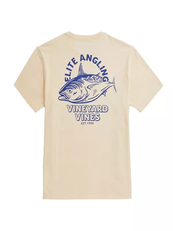 Vineyard Vines T-Shirt Men Size Large Pink Fishing Print Pocket