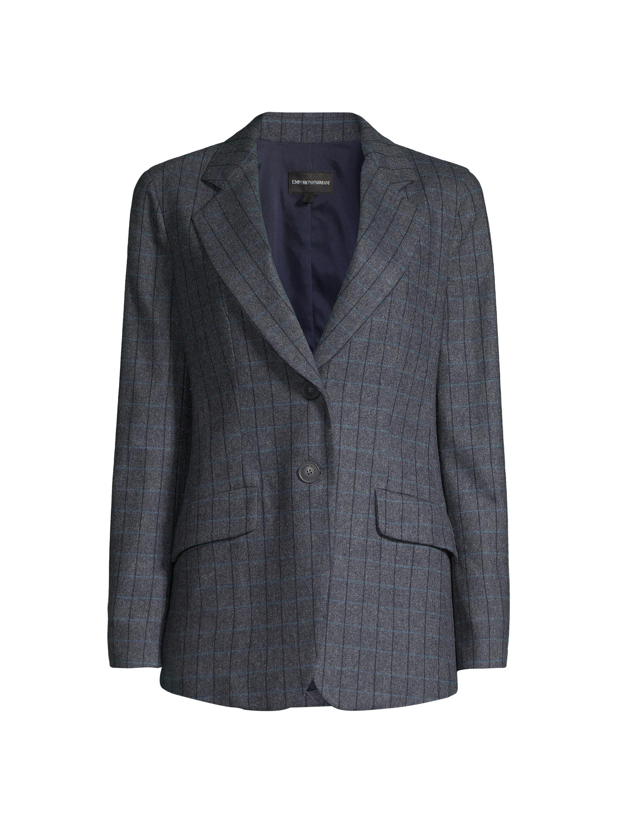 Emporio Armani Women's Lightweight Wool Check Blazer - Grey