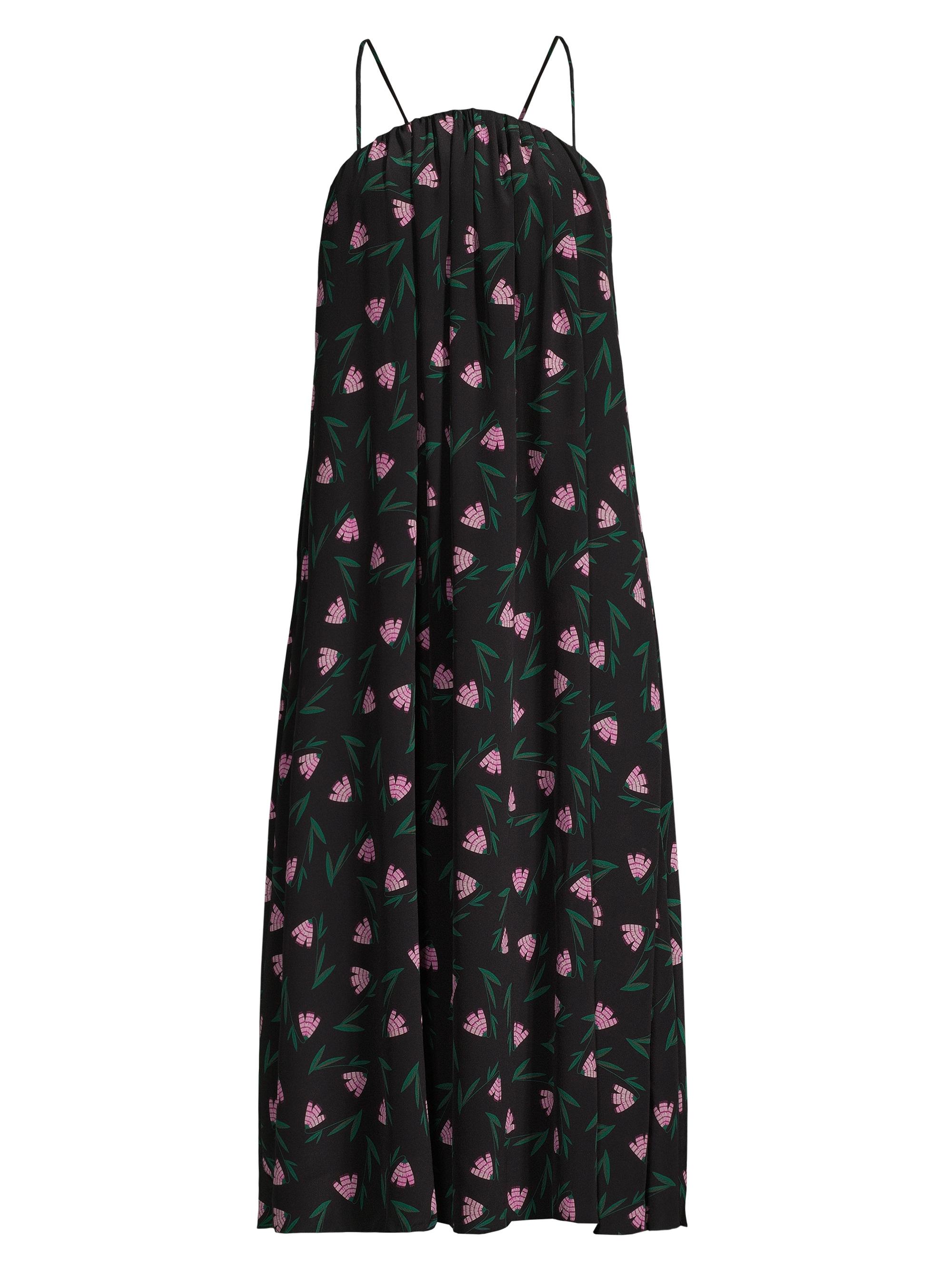 Emporio Armani Women's Floral Silk Jersey Midi Dress - Black