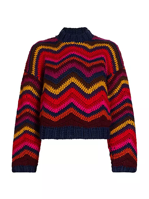 Farm Rio - Colorful Waves Crochet Sweater