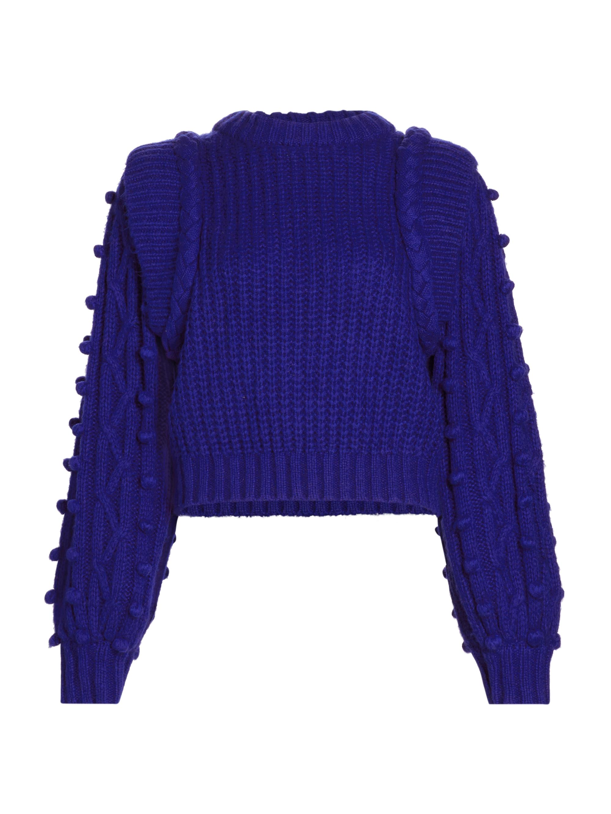 Farm Rio Women's Textured Braided Sweater - Bright Blue