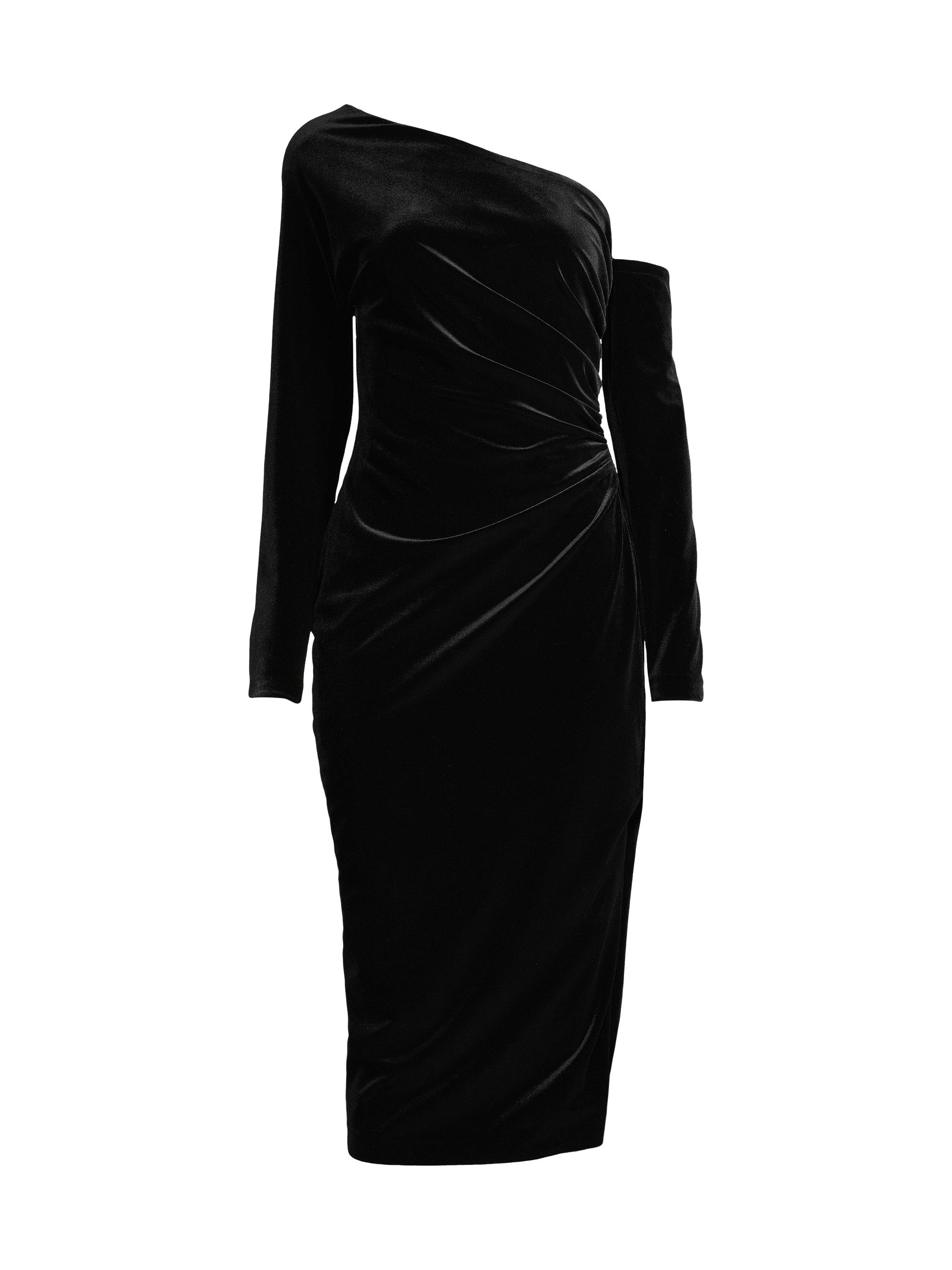 Donna Karan New York Women's Social Occasion Asymmetric Velvet Cocktail Dress - Black