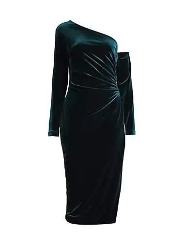 Social Occasion Asymmetric Velvet Cocktail Dress
