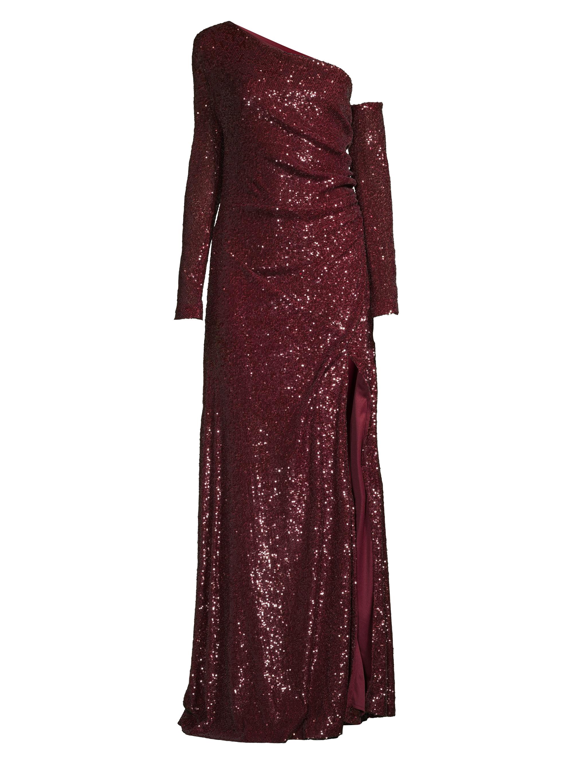 Donna Karan New York Women's Social Occasion Asymmetric Sequined Gown - Scarlet
