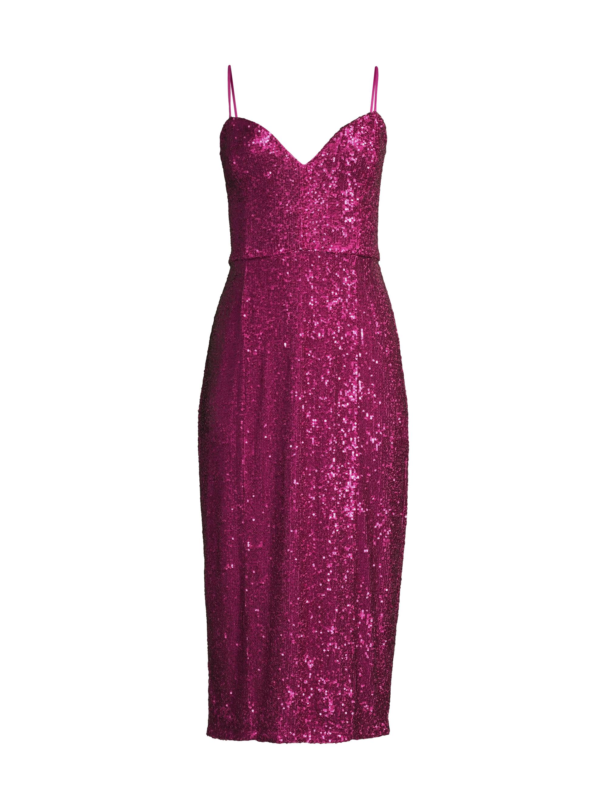 Donna Karan New York Women's Social Occasion Sequined Cocktail Dress - Magenta