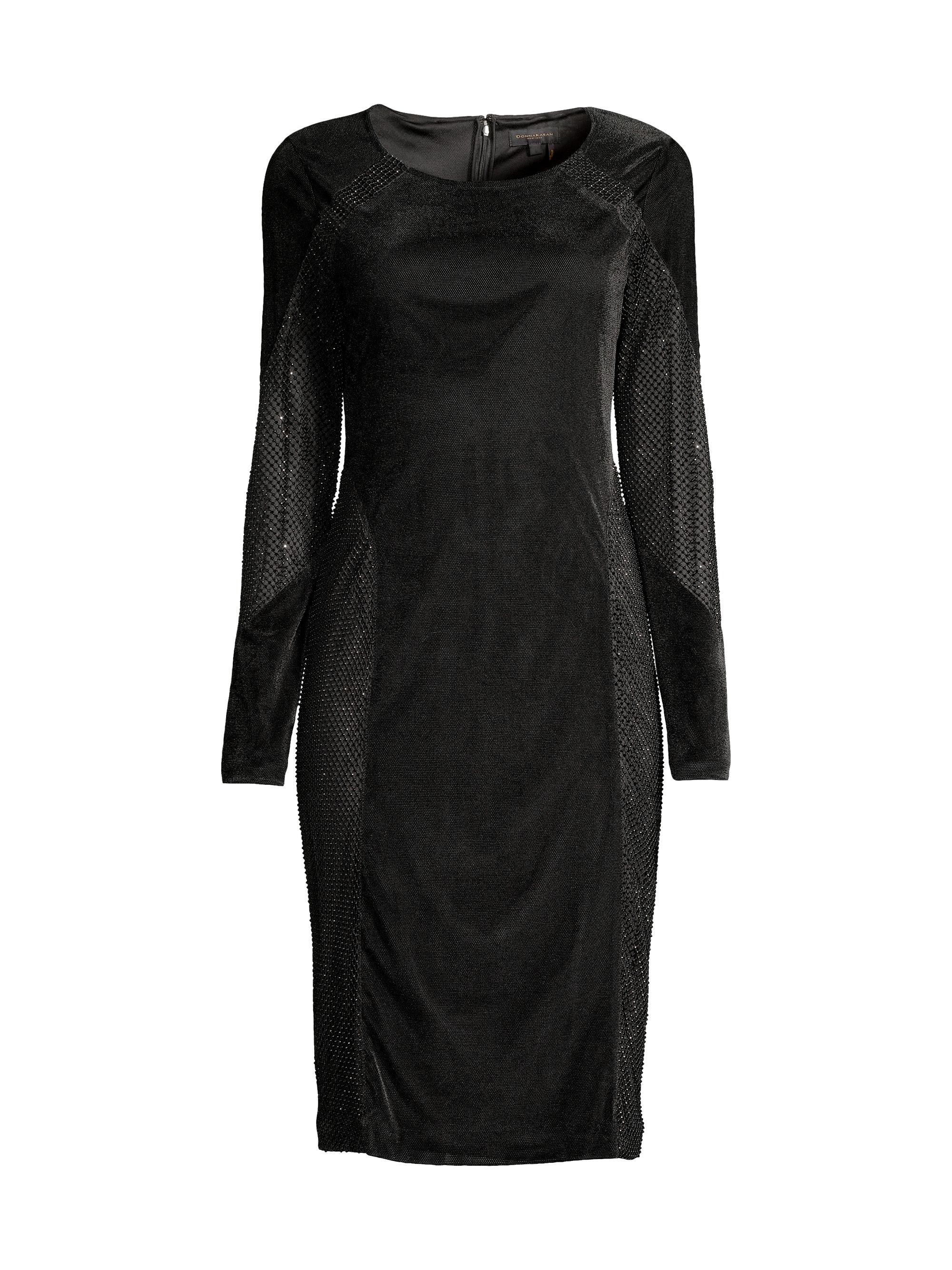 Donna Karan New York Women's Social Occasion Velvet & Mesh Cocktail Dress - Black