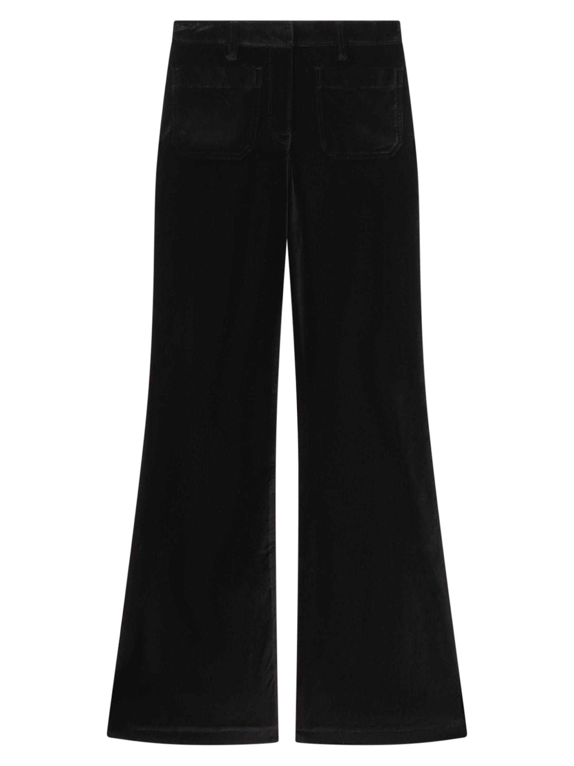 Reiss Women's Isa Cotton-Blend Velvet Flared Pants - Black
