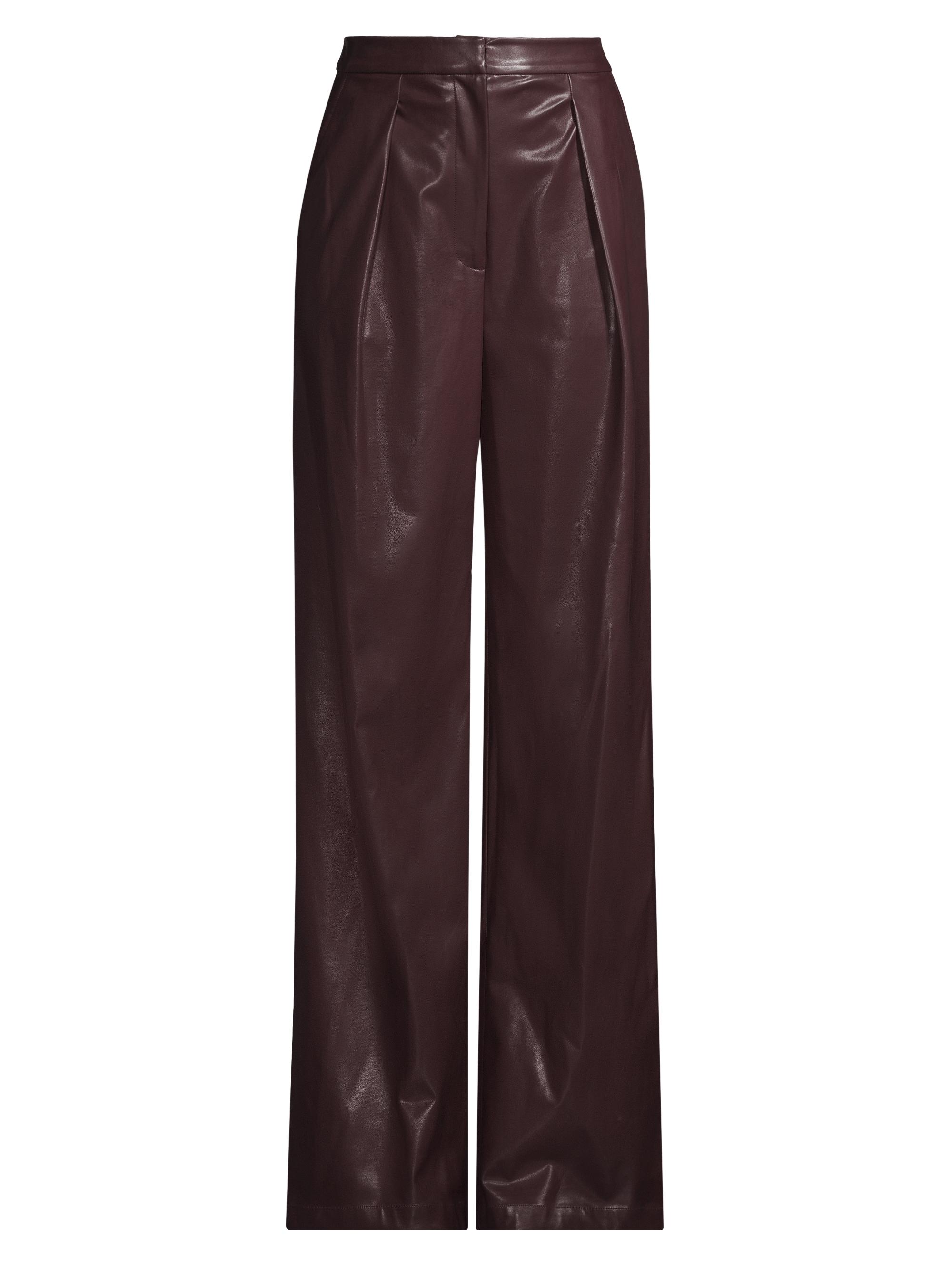 Misook Women's Vegan Leather Wide-Leg Pants - Mahogany