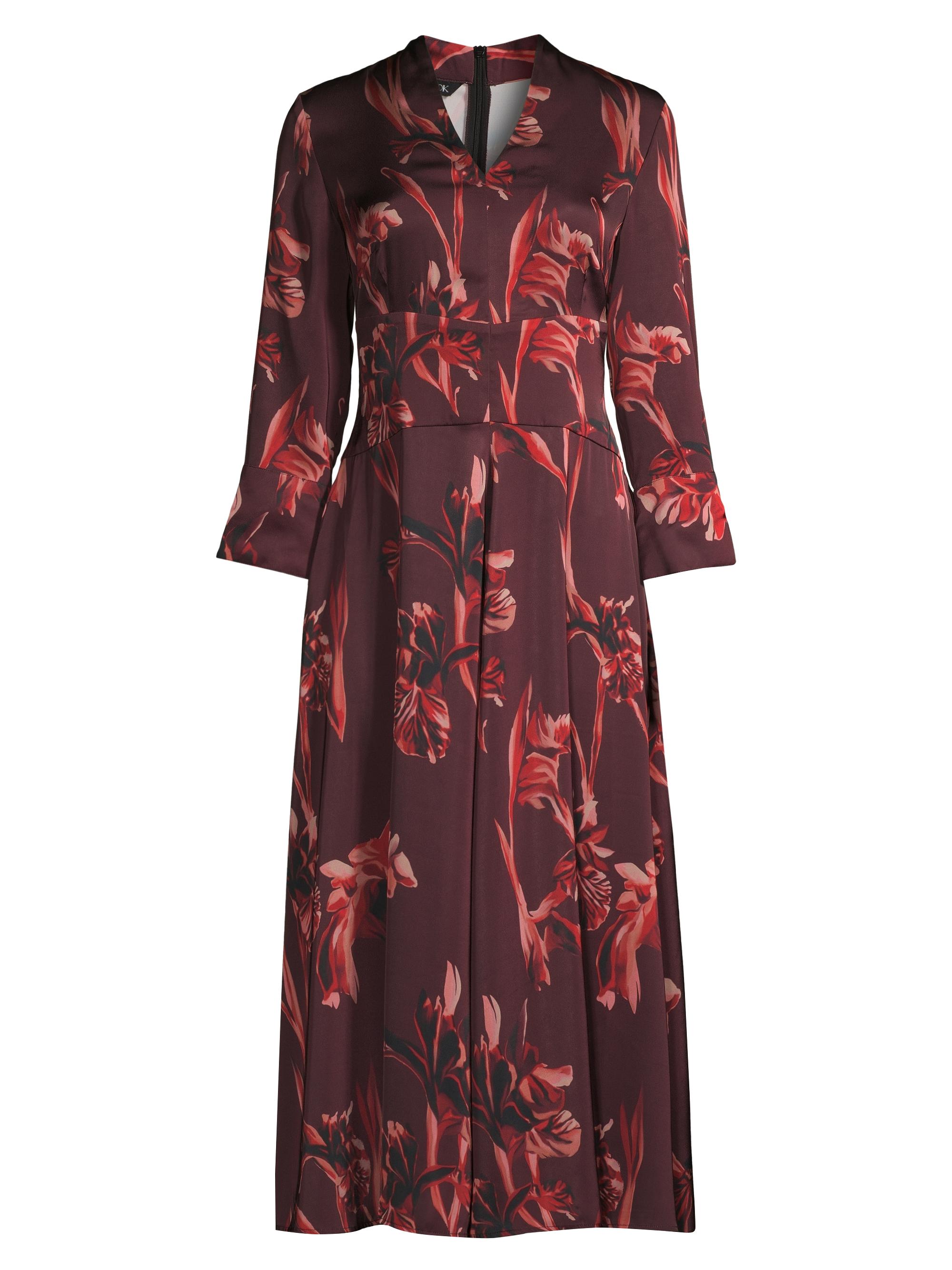 Misook Women's Crepe-De-Chine Floral Midi-Dress