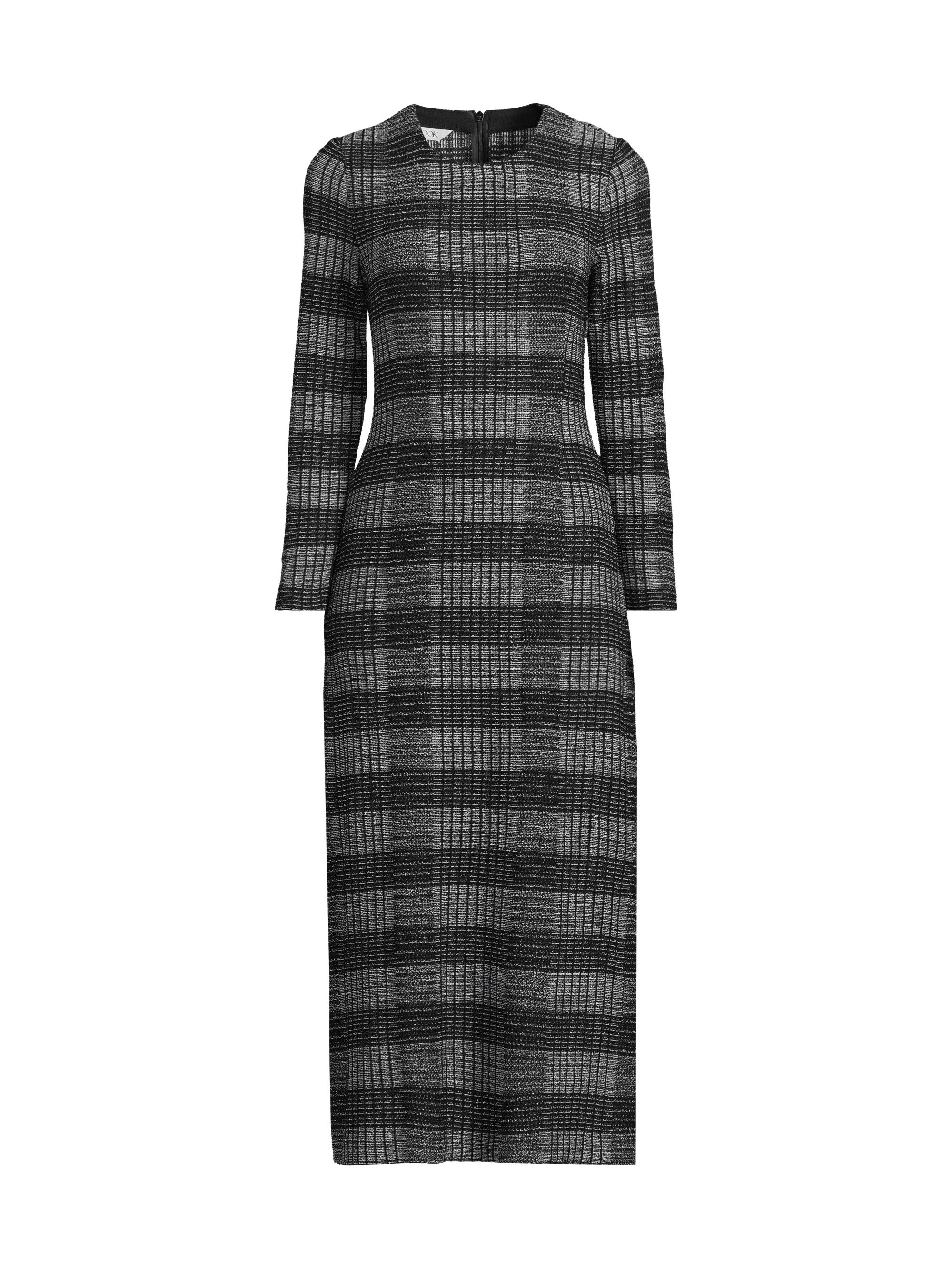 Misook Women's Tweed Knit Heritage-Fit Maxi Dress - Black White