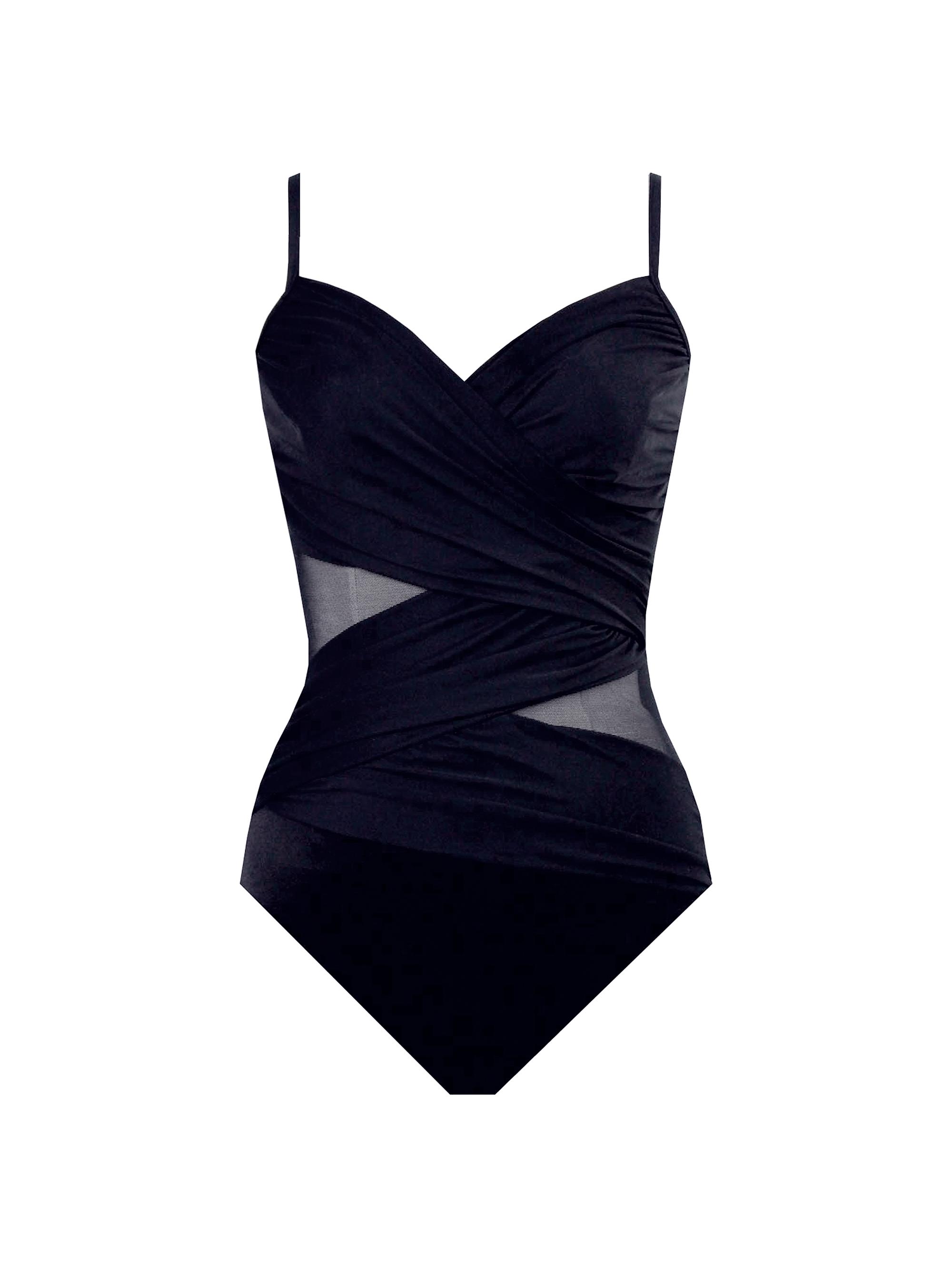Miraclesuit Swim Women's DDD Mystify Mesh Insets One-Piece Swimsuit - Black