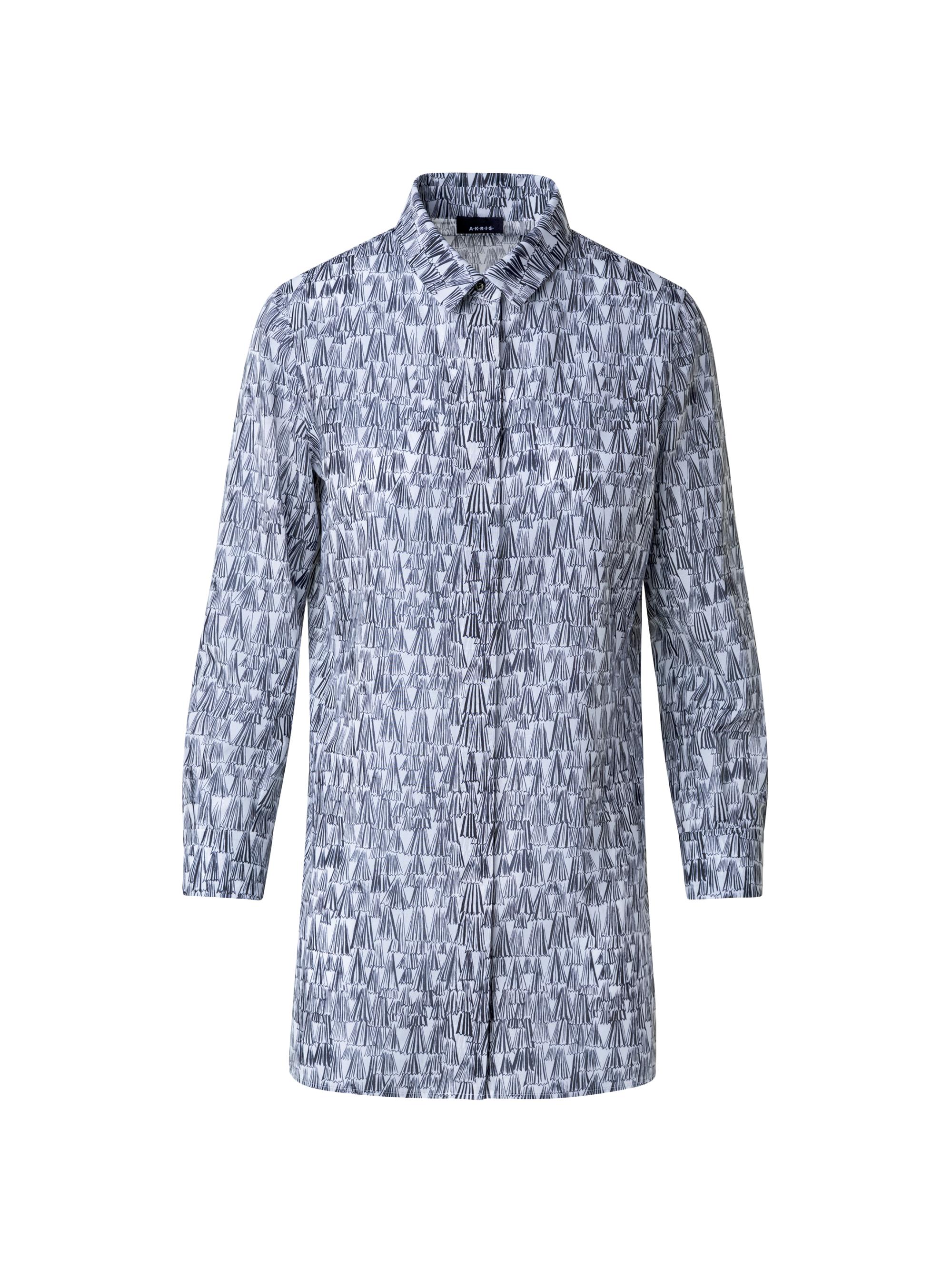 Akris Women's Printed Cotton Voile Blouse - Black Ecru