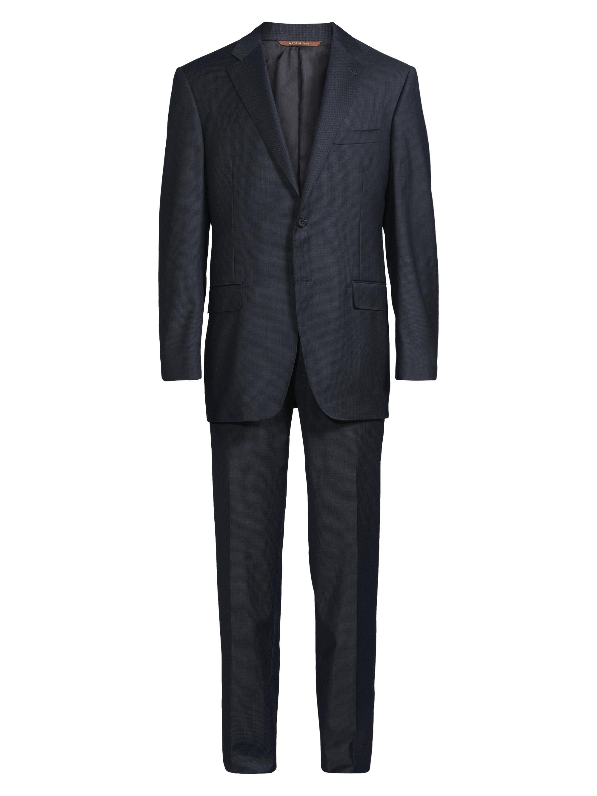 Canali Men's Siena Micro Box Wool Suit - Blue