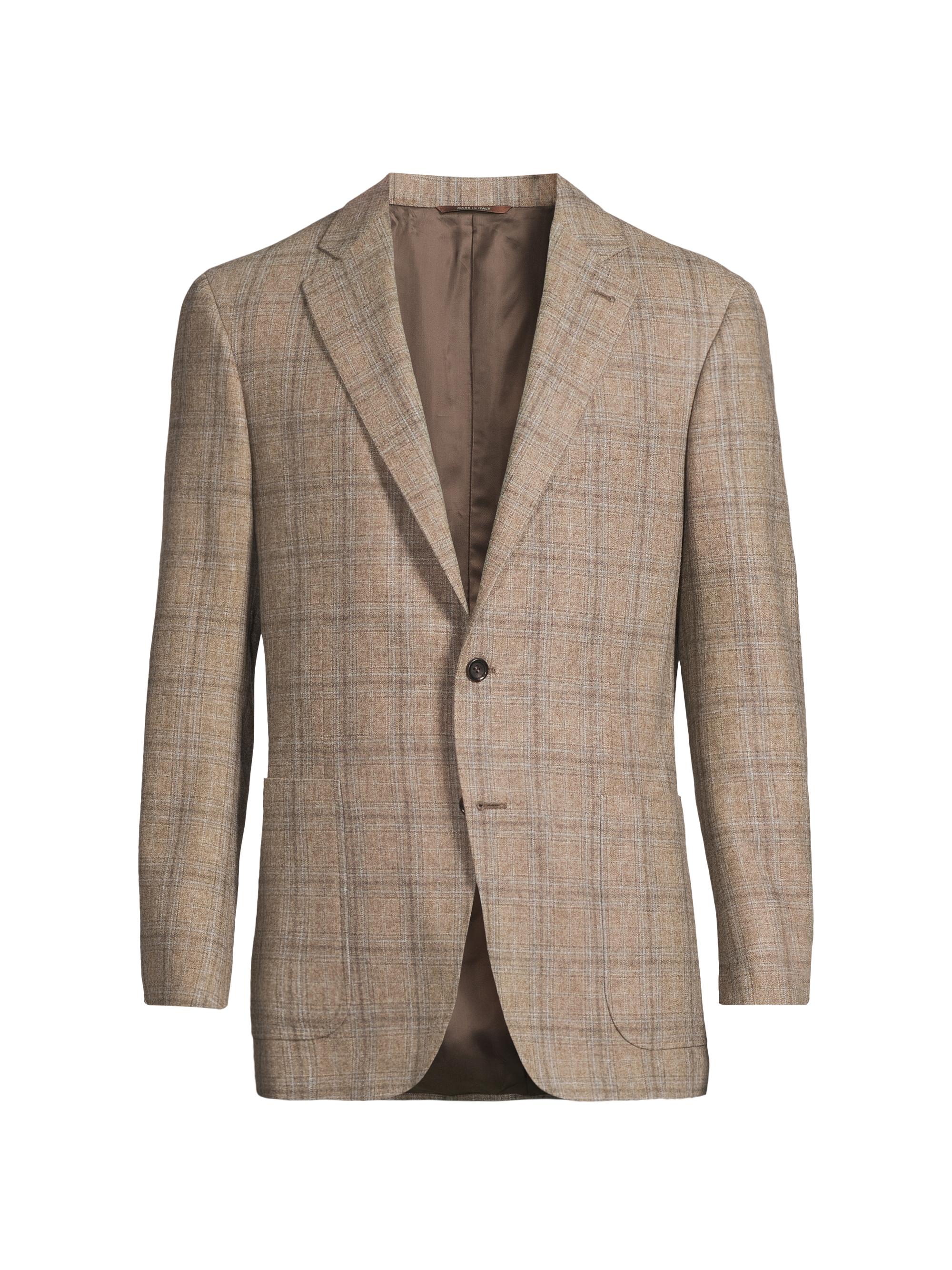 Canali Men's Kei Plaid Wool-Cashmere Sportcoat - Brown Grey