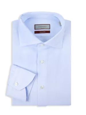Canali Men's Textured Modern-Fit Dress Shirt - Blue
