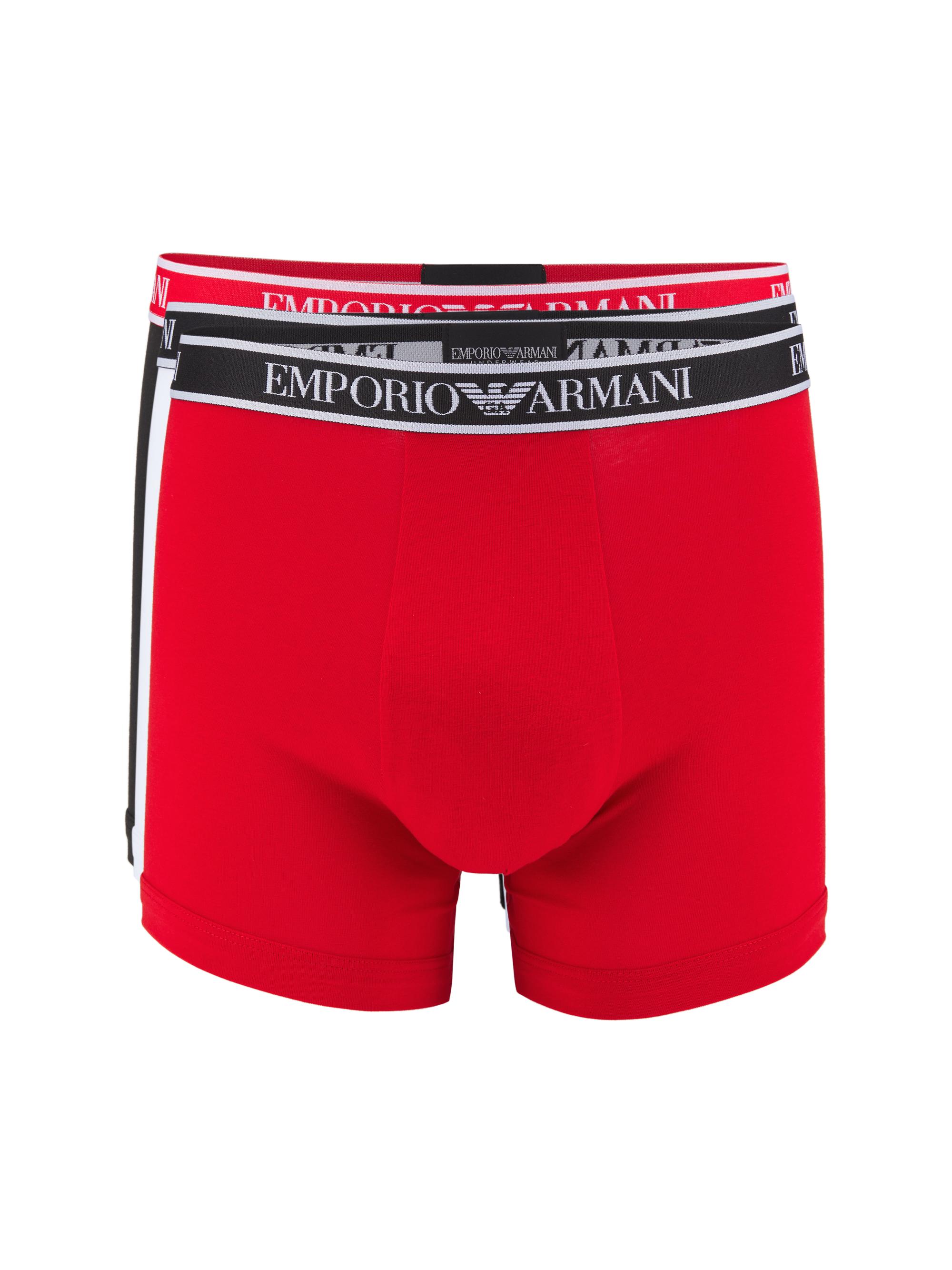 Emporio Armani Men's 3-Pack Logo Boxer Briefs - Red Stone Black